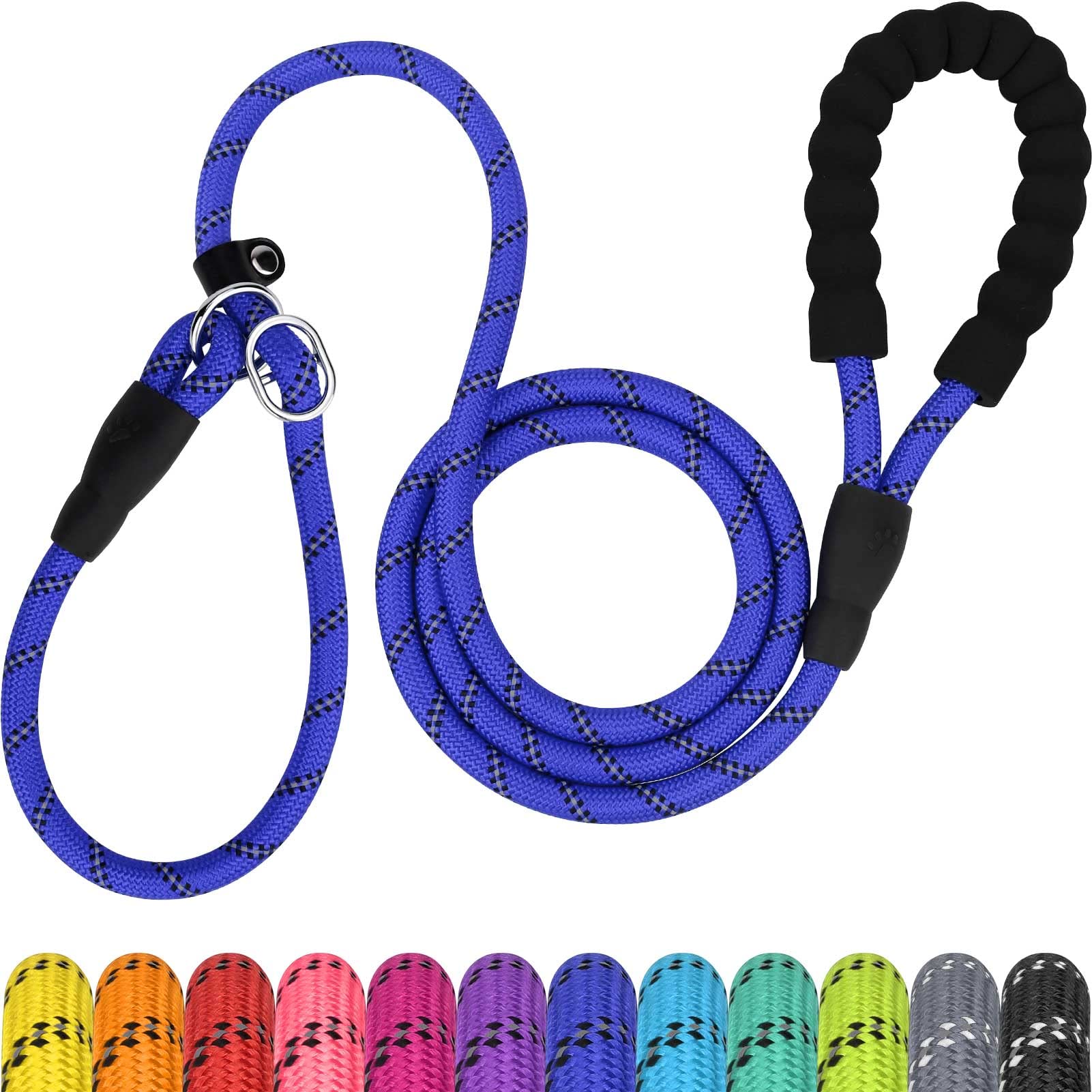Tagme Slip Leads For Dogs, 6 Ft Heavy Duty Dog Leash With Padded Handle, Strong Rope No Pull Pet Training Leash For Large Dogs,Navy Blue