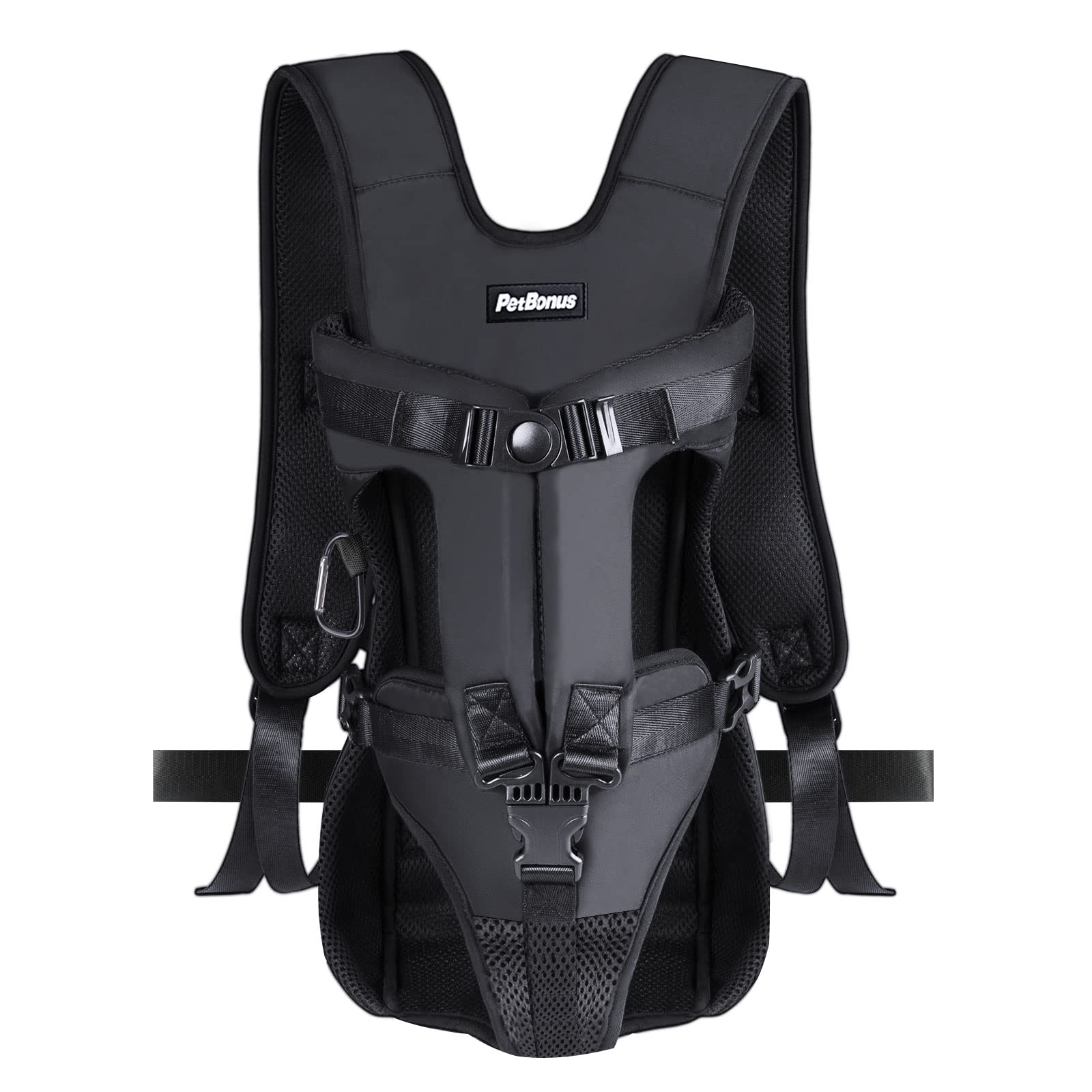 Petbonus Pet Front Dog Carrier Backpacks, Adjustable Dog Backpack Carrier, Legs Out Easy-Fit Dog Chest Carrier For Medium Small Dogs, Hands Free Dog Front Carrier For Hiking, Cycling (Black, L)