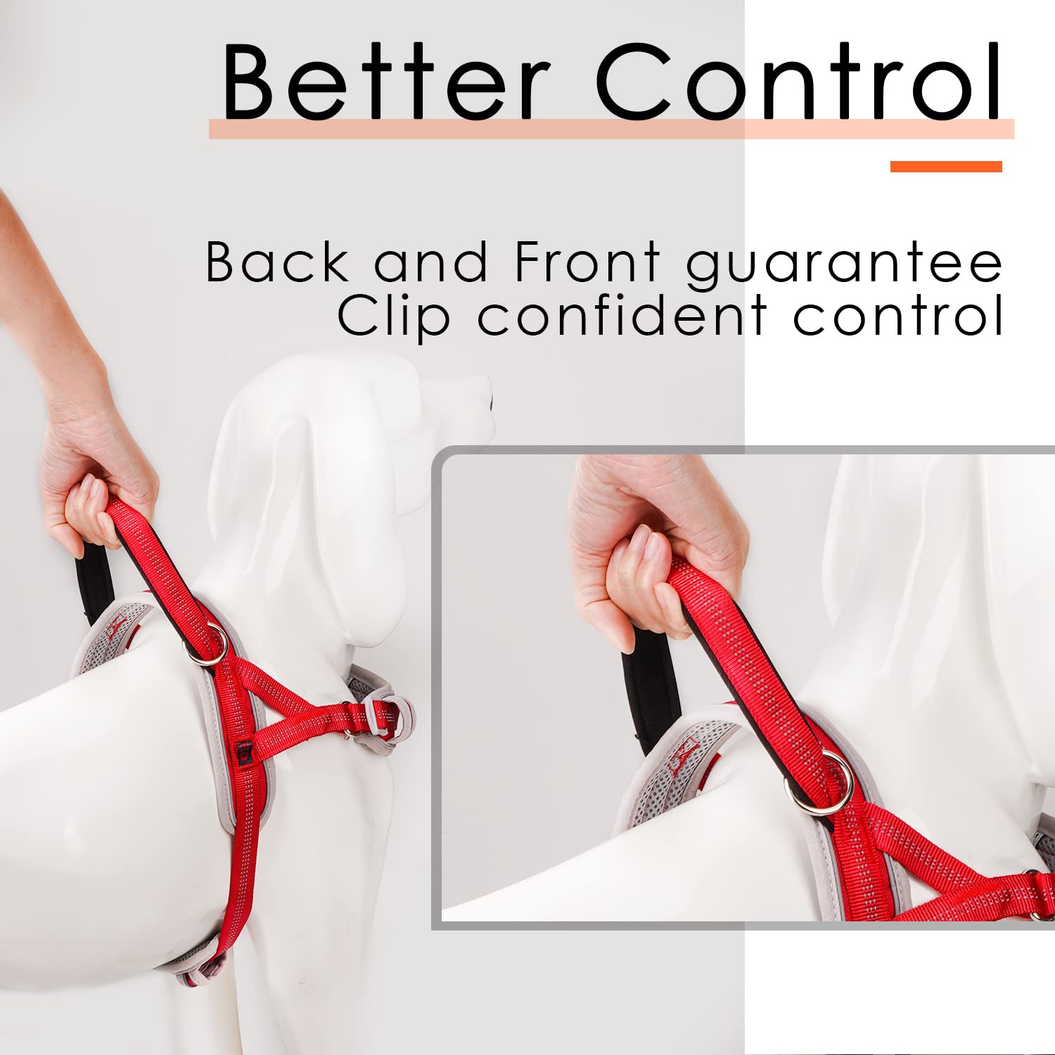 Adventuremore Dog Harness For Large Dogs No Pull, Sport Dog Halter Harness Reflective Breathable Dog Vest Escape Proof Dog Harness With Easy Control Front Clip Handle For Training Walking L Red