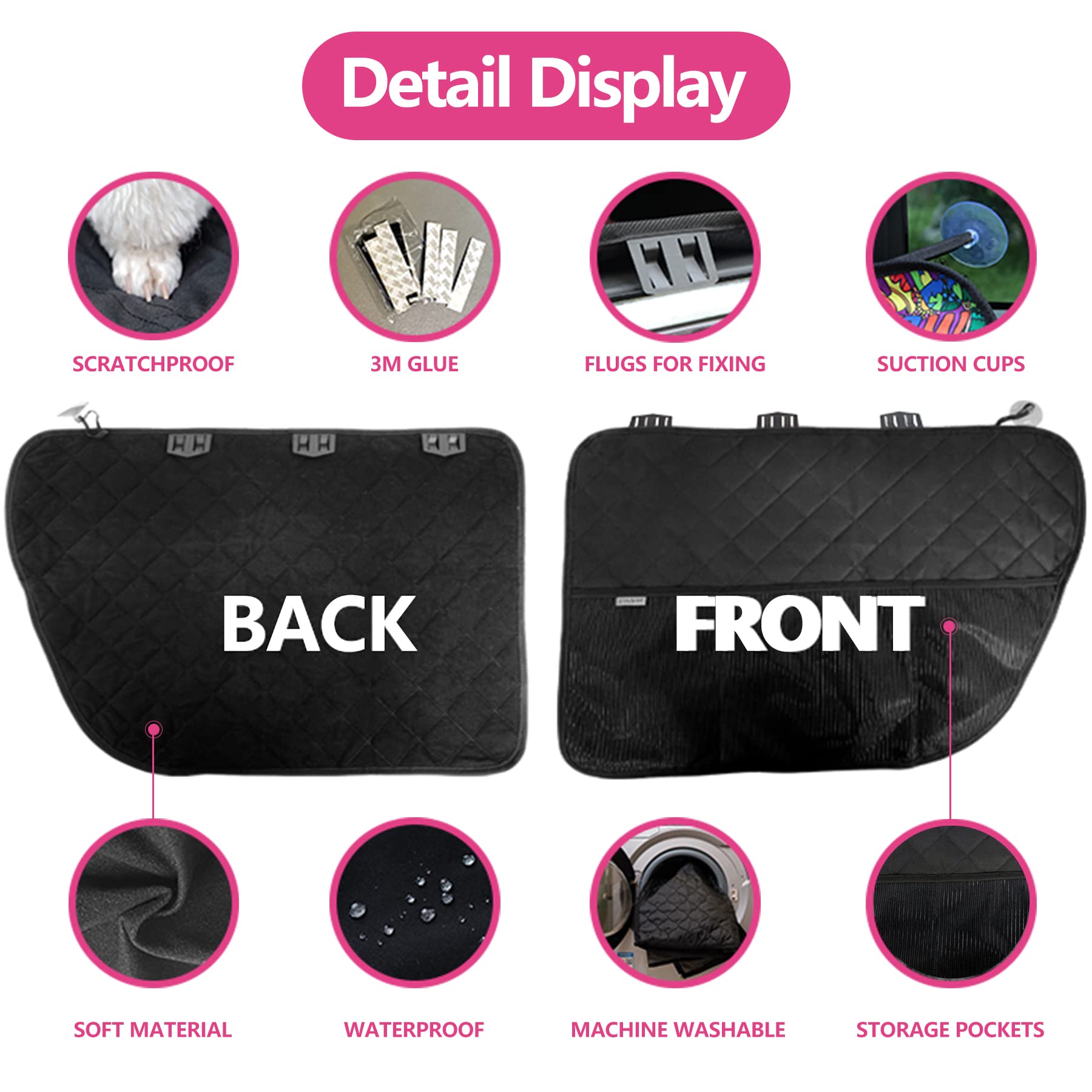 Winbate 2Pcs Car Door Protector For Dogs Pet Car Door Cover-Waterproof Scratchproof Nonslip Durable Car Door Protector, Machine Washable Pet Vehicle Door Guard (2 Packs Universal Fit)