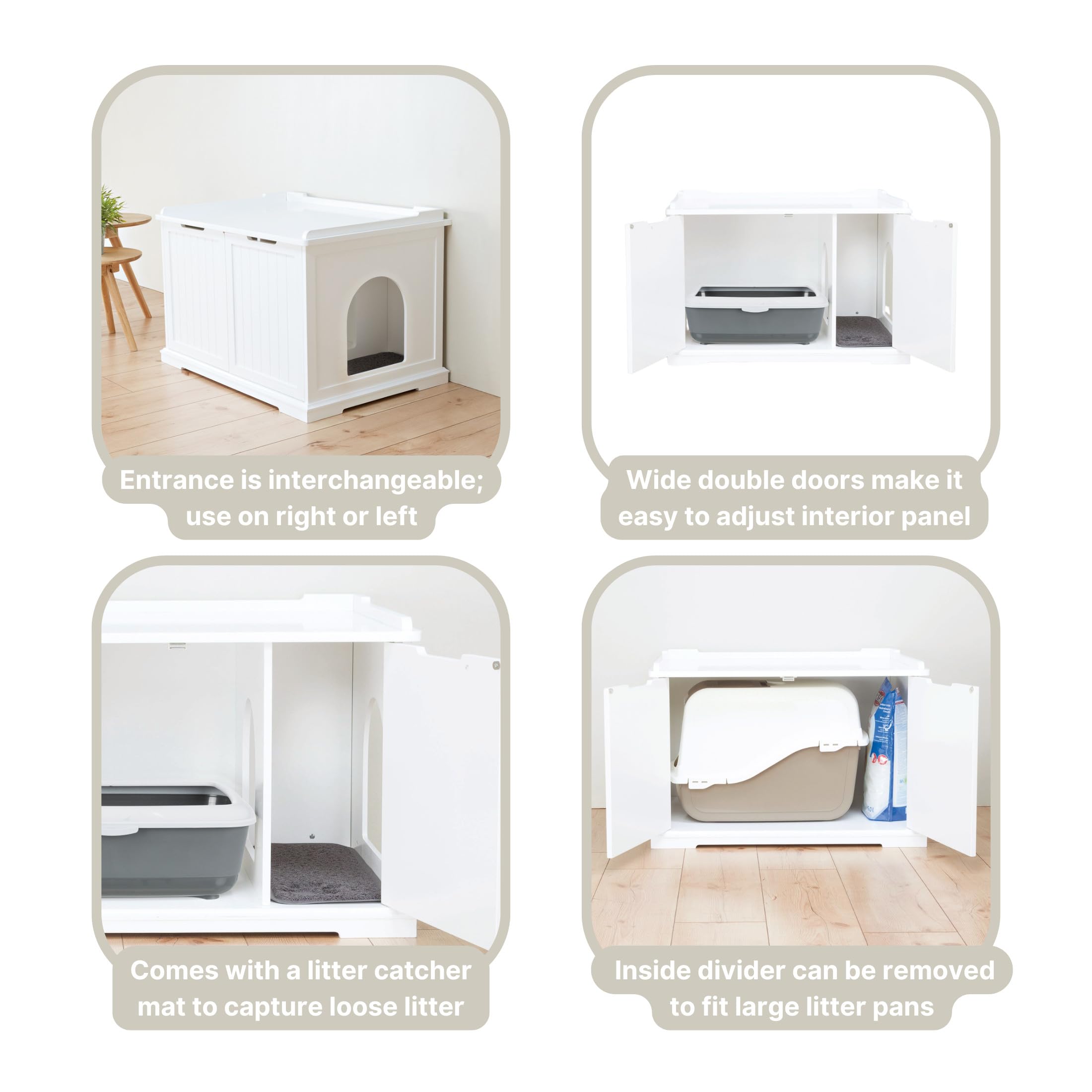 Trixie Furniture Style Xl Cat Litter Box Enclosure, Hidden Cat Washroom, Side Table Pet Home, White