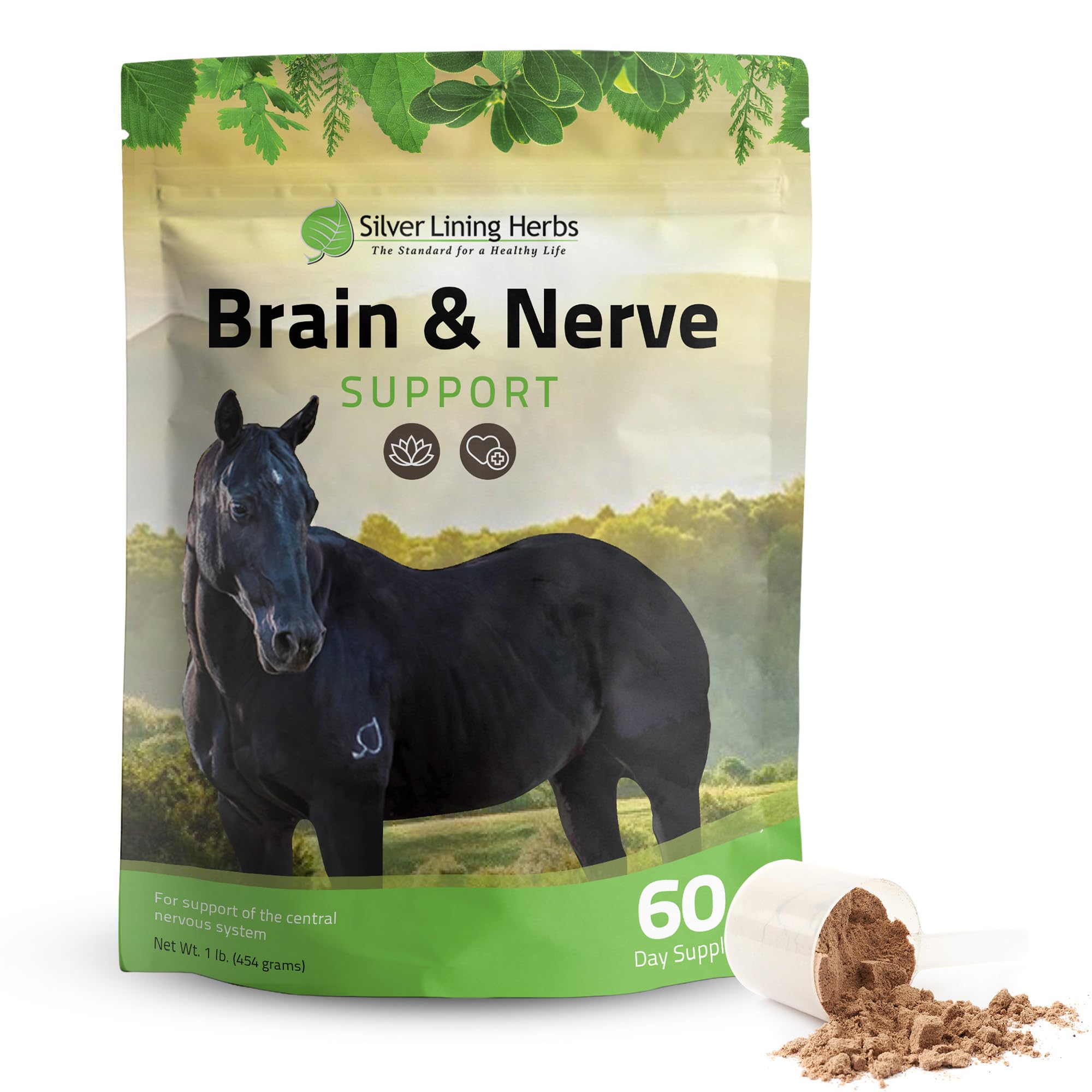 Silver Lining Herbs Brain & Nerve Support Supplement for Horses - Horse Supplements for Focus, Mental Health & Brain Support - C