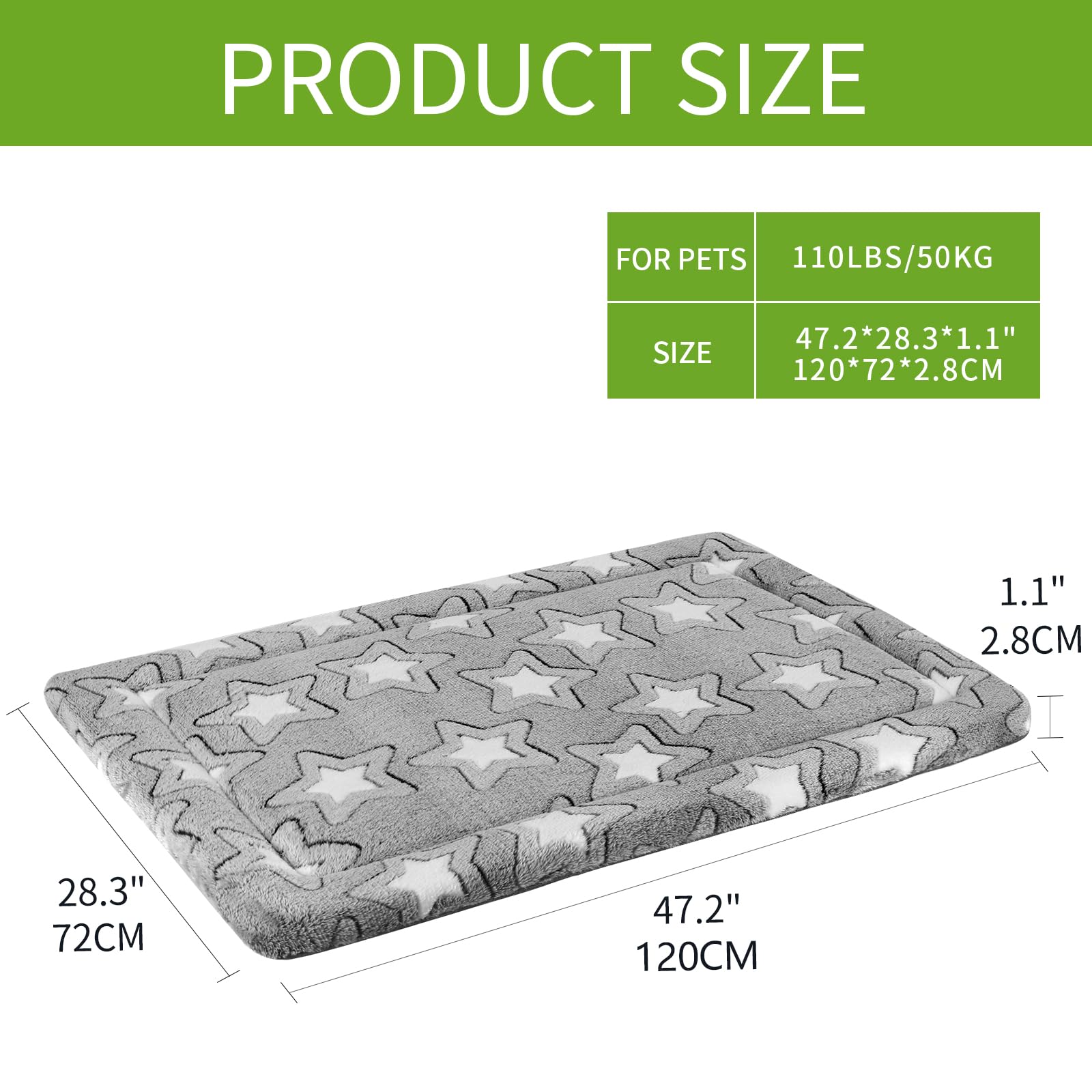 EMPSIGN Fancy Dog Bed Mat, Pet Bed Pad Reversible (Cool & Warm), Machine Washable Crate Pad, Pet Sleeping Mat for Small to XXX-L