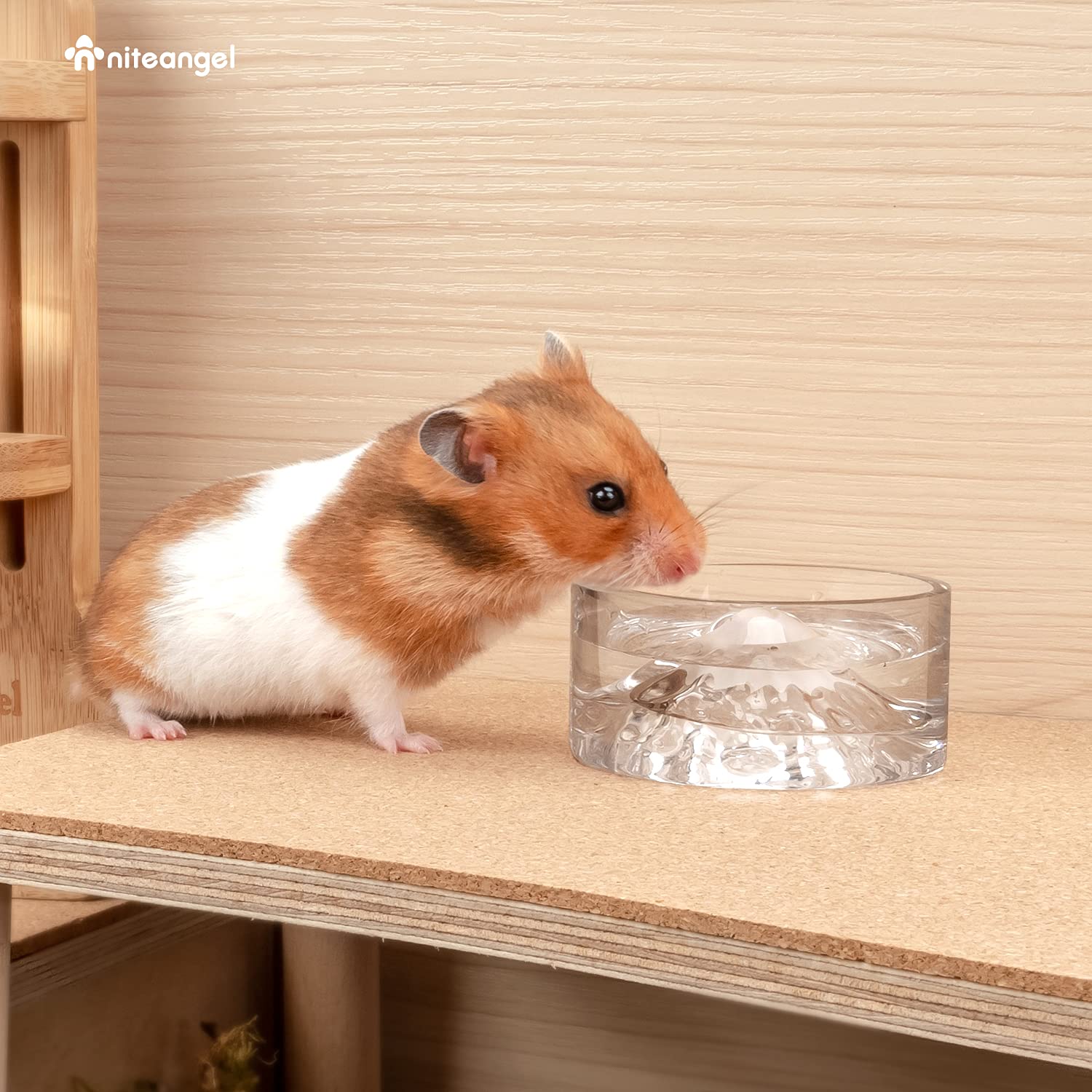 Niteangel Hamster Feeding & Water Bowls- Mount Fuji Series Glass Drinking Bowls for Dwarf Syrian Hamsters Gerbils Mice Rats or O