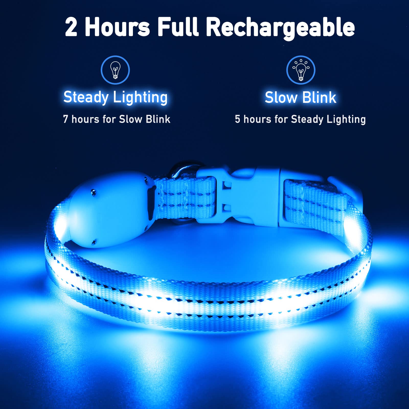 Pzrlit Dog Light Up Collar Rechargeable For Small Dogs, Lightweight & Soft Lighted Led Cat Collar Waterproof, Adjustable Glow Co