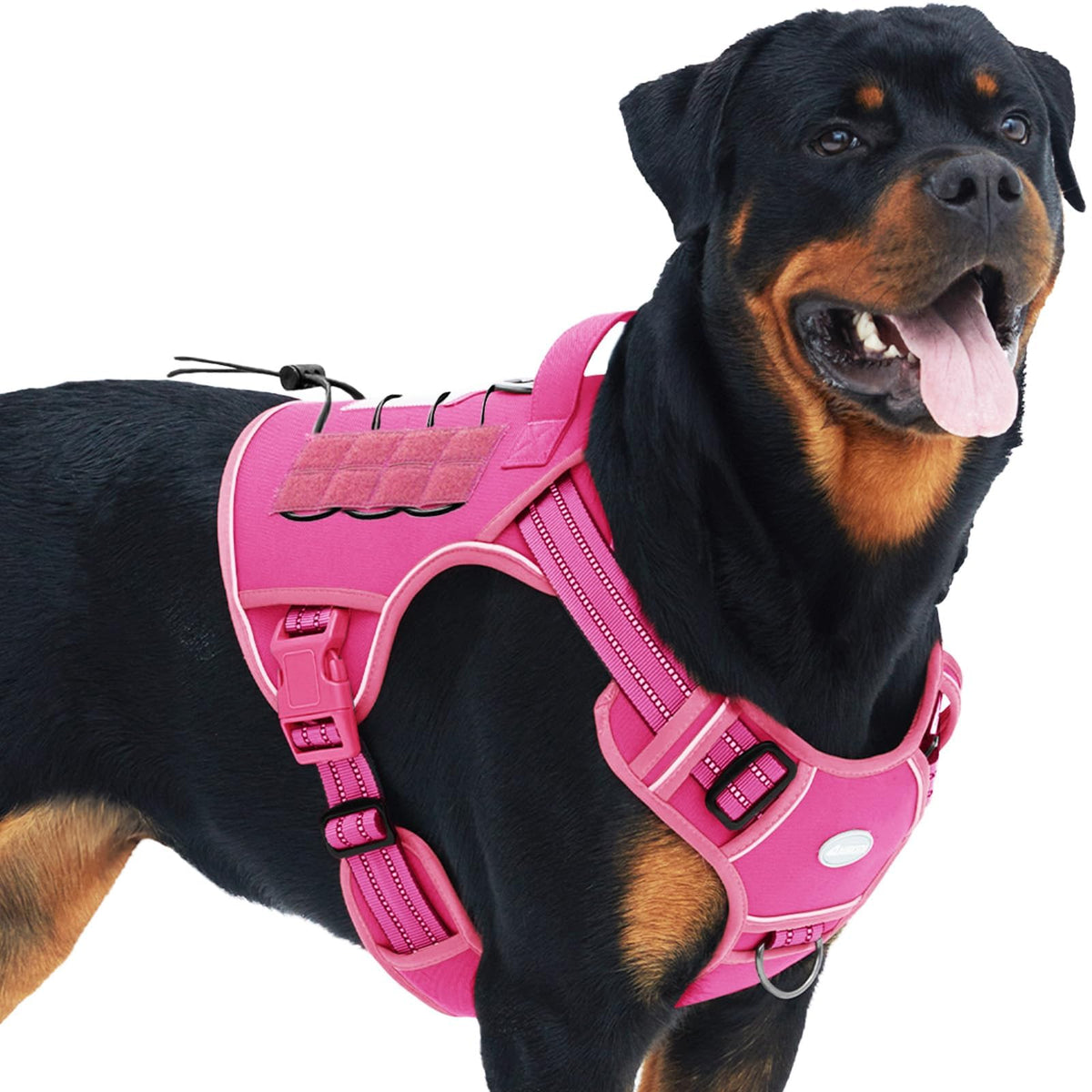 Auroth Tactical Dog Harness For Large Dogs No Pull Adjustable Pet Harness Reflective K9 Working Training Easy Control Pet Vest Military Service Dog Harnesses Rose Red L