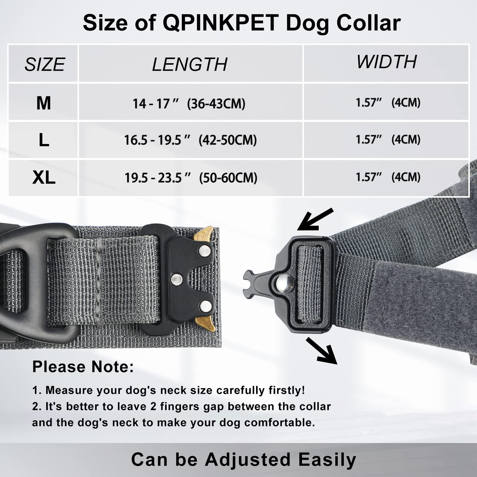 Tactical Dog Collar For Large Medium Dogs, Qpinkpet Airtag Dog Collar With Handle, Military Dog Collar Heavy Duty With Metal Buckle For Extra Large Male Female Dogs, Apple Air Tag Collar Thick Durable