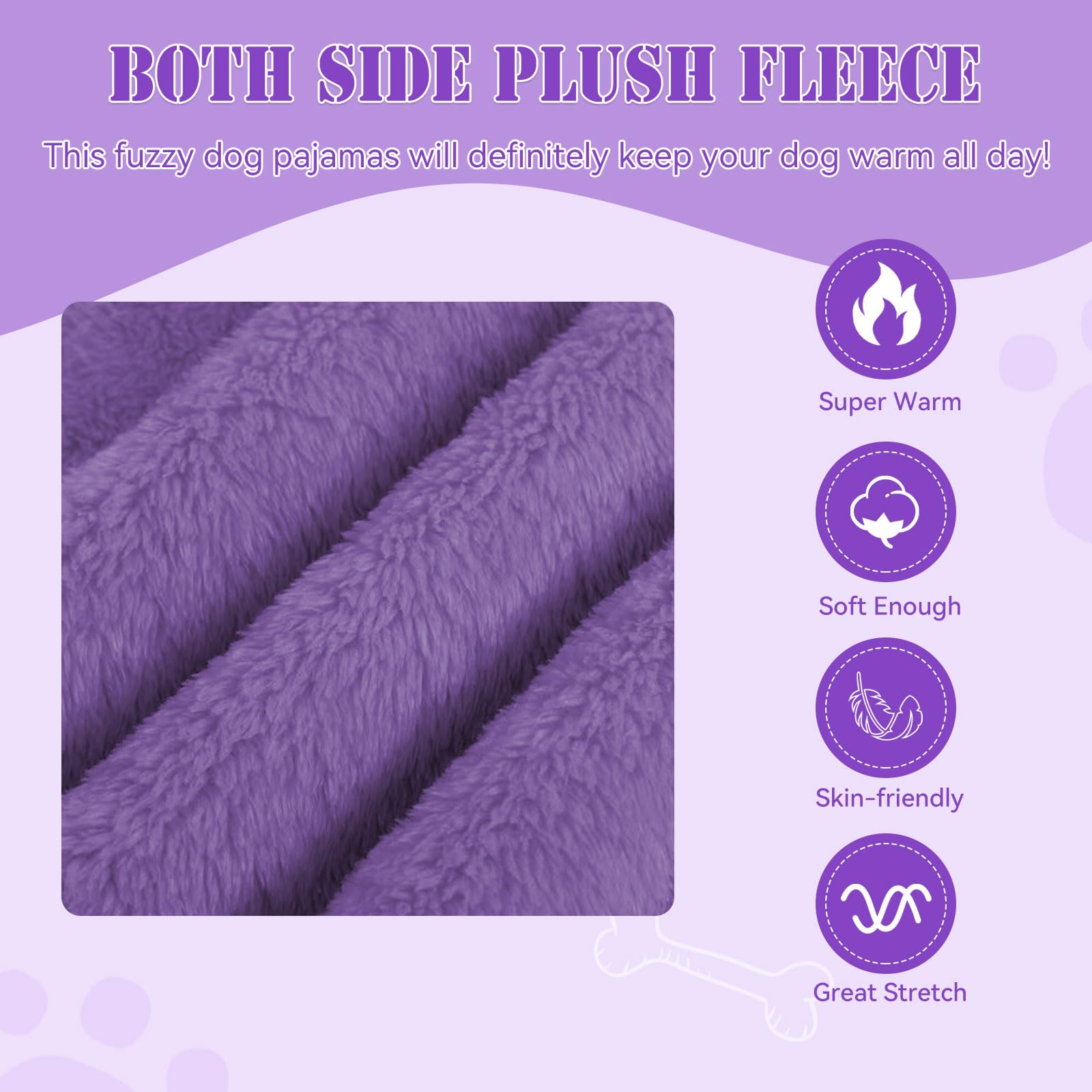 Fuzzy Pajamas Turtleneck Pjs - Warm, Soft, Cozy & Lightweight Dog Sweaters For Small Dogs (Purple, Xxs)