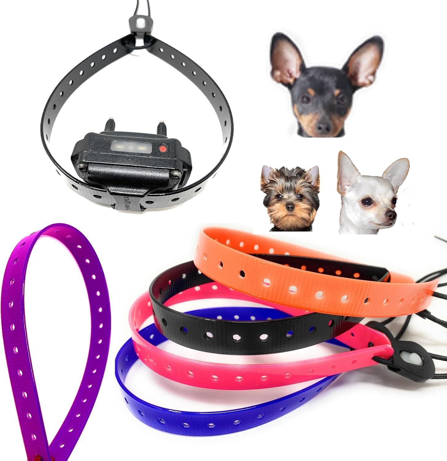Replacement GPS eCollar with Adjustable Bungee, Multi-Hole Design, and Secure Toggle Closure for Small Dogs (Reflective Red, Sma