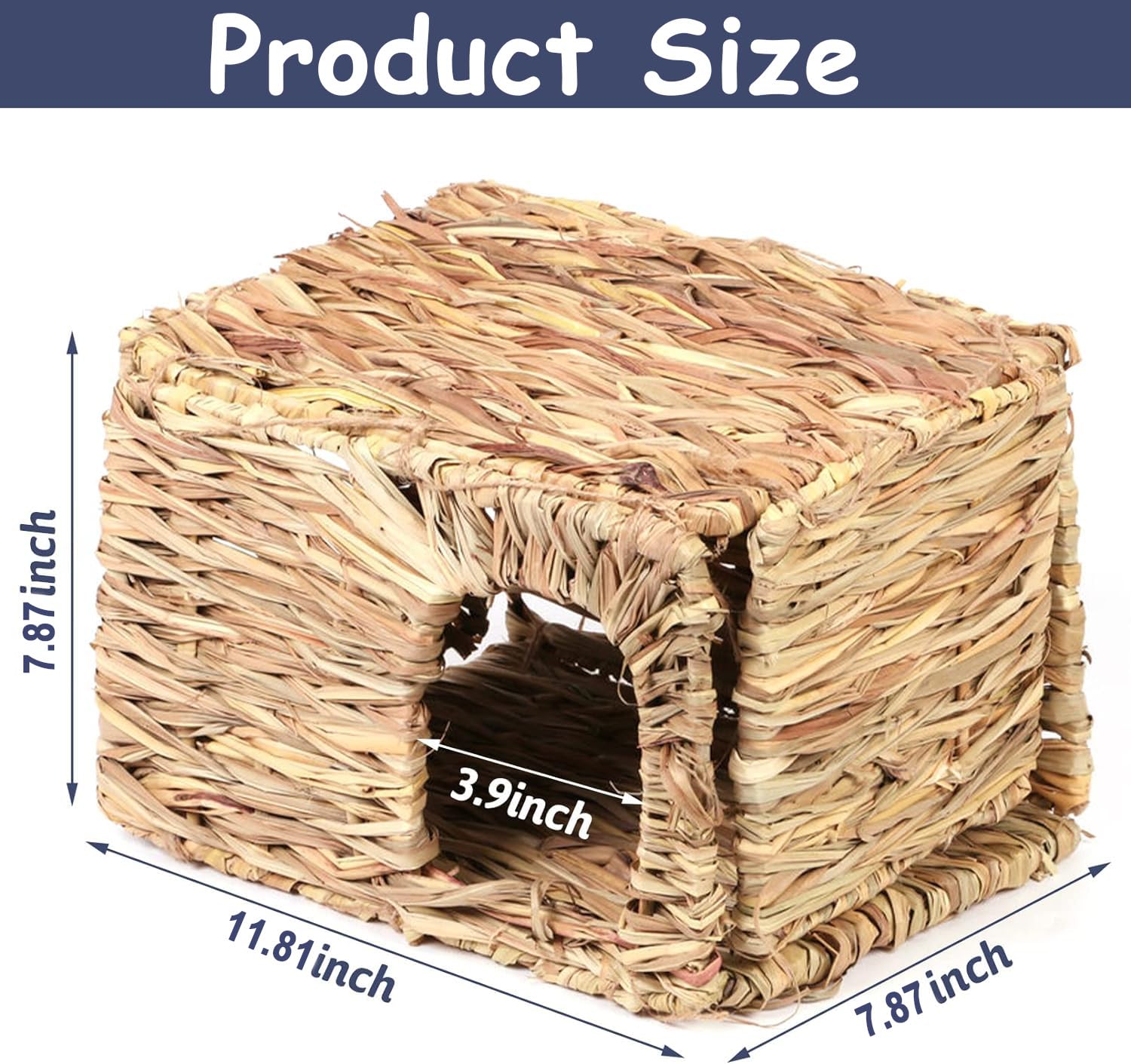 Hamiledyi 2 Pcs Grass House For Rabbit Natural Hand Woven Seagrass Play Hay Bed Foldable Woven Hideaway Hut Toy For Bunny Hamste