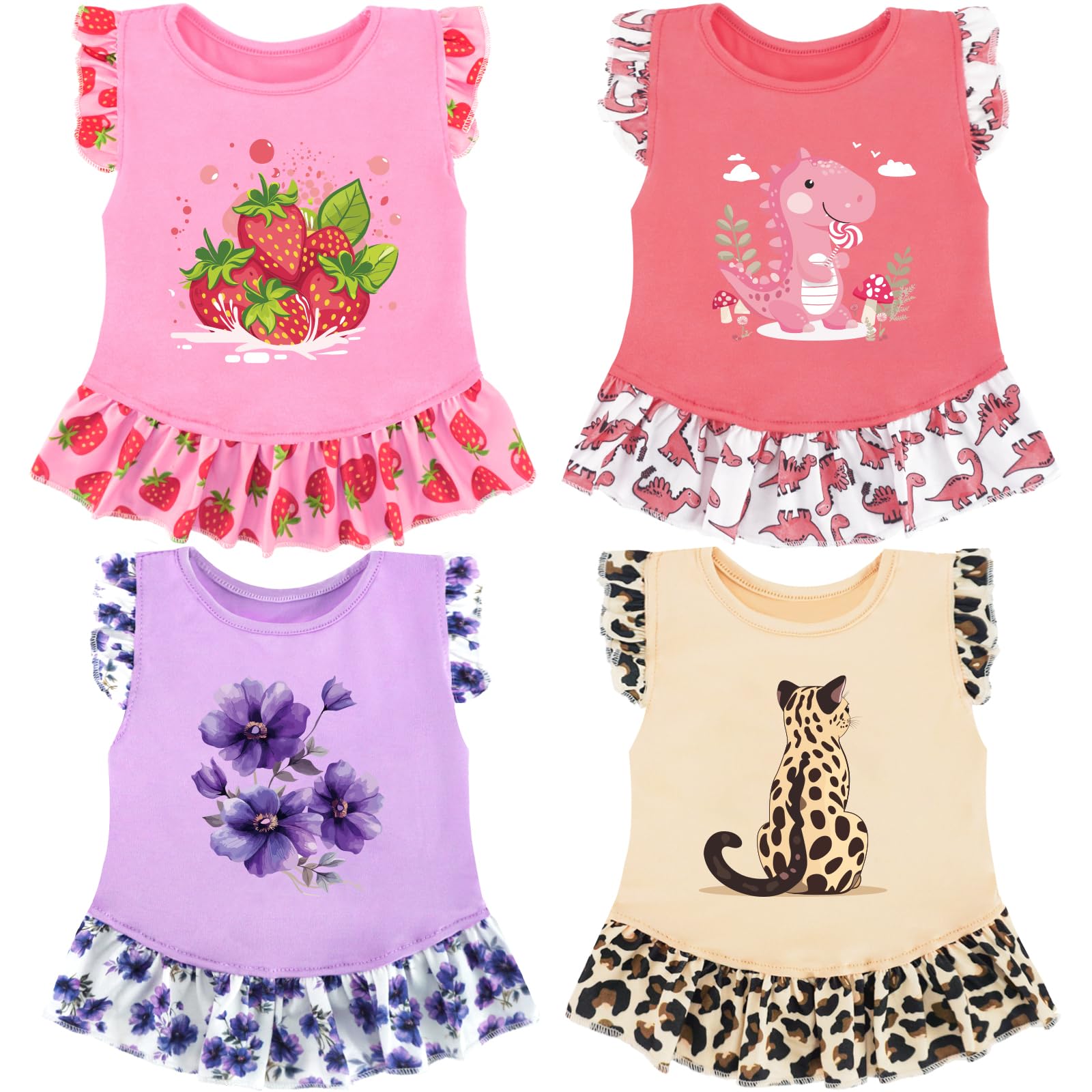 Xpudac 4 Pack Dog Dresses Cute Printed Puppy Clothes For Small Dogs Girl Chihuahua Doggie Outfits Tank Top Vest Dresses Cat Appa