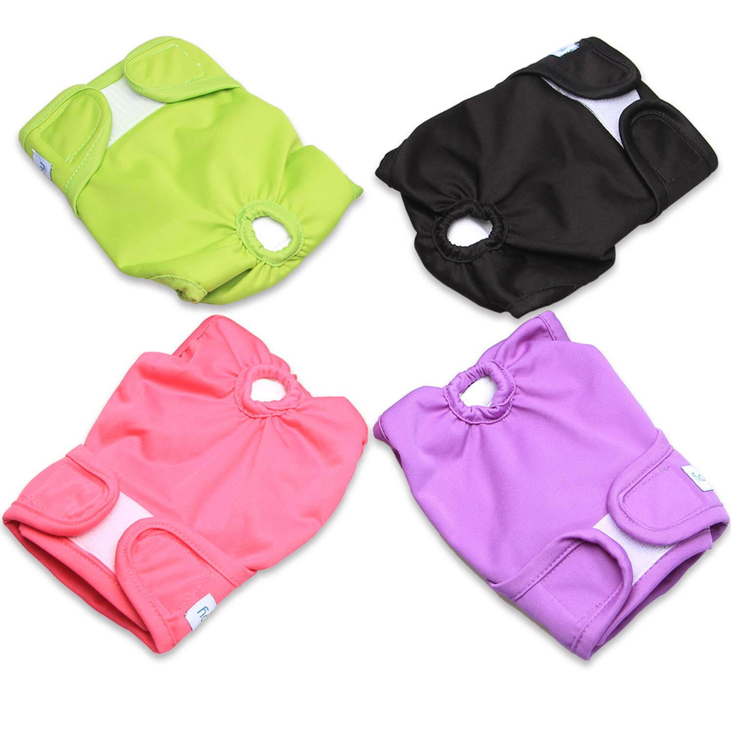 Teamoy 4pcs Washable Female Dog Diapers, Reusable Doggie Diaper Wraps for Female Dogs, Super-Absorbent and Comfortable, L2