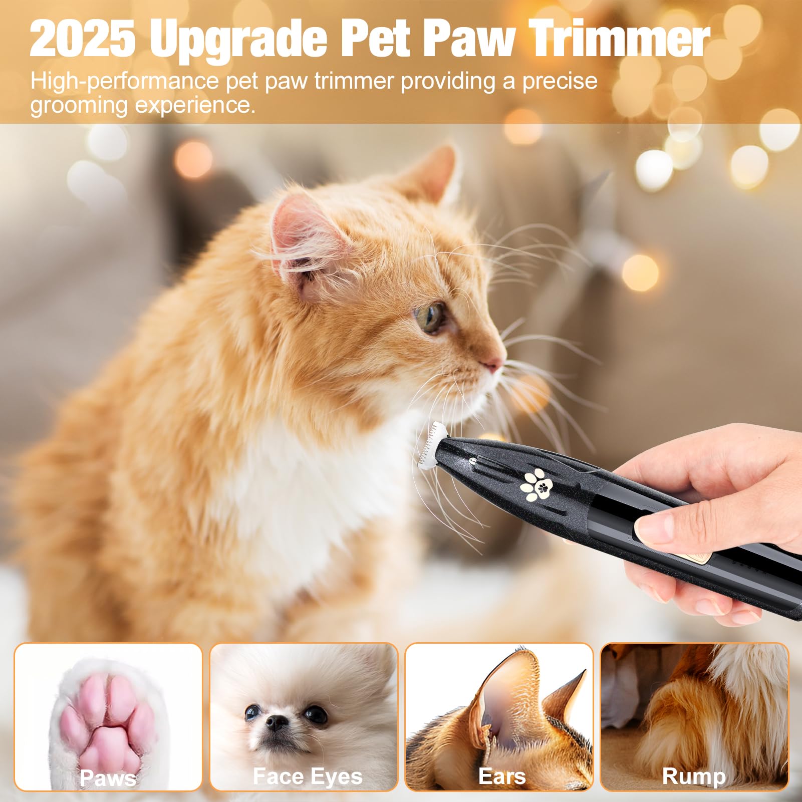 Gimpyn Dog Grooming Kit With Led Display, Low Noise Pet Clippers, Cordless Dog Hair Trimmer For Paws, Ears, Face, Rump With Led