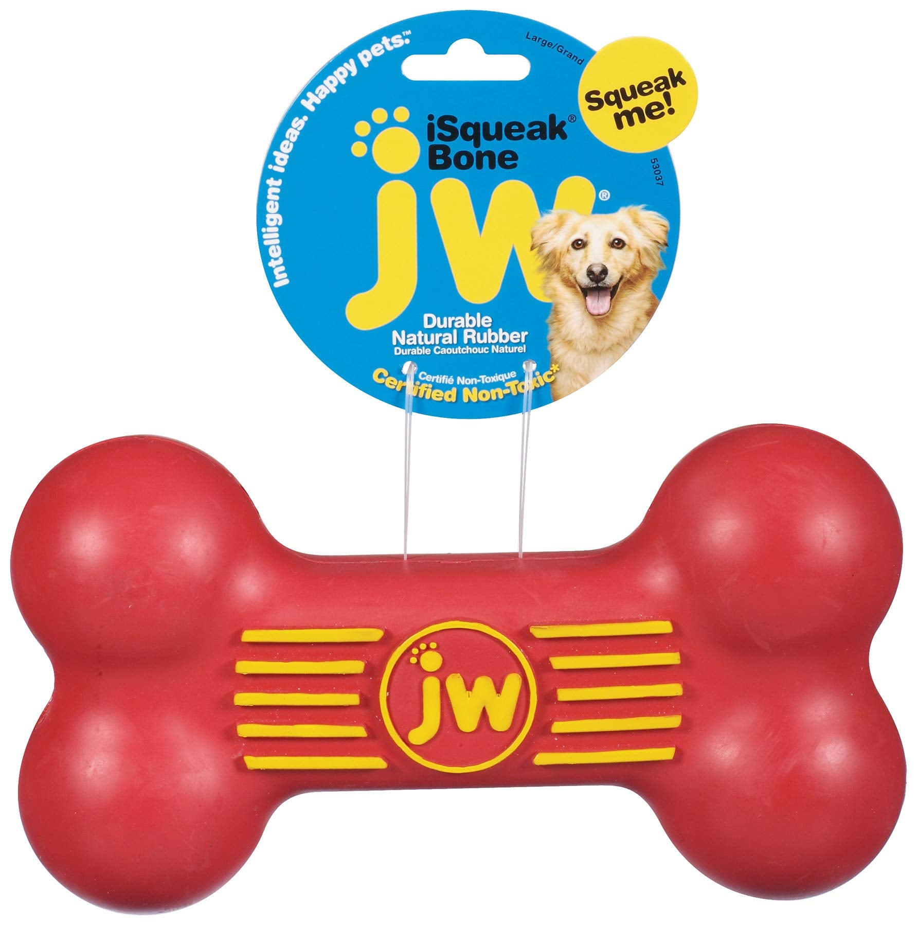 JW Pet Dog iSqueak Bone Dog Toy, Large, Assorted Colors
