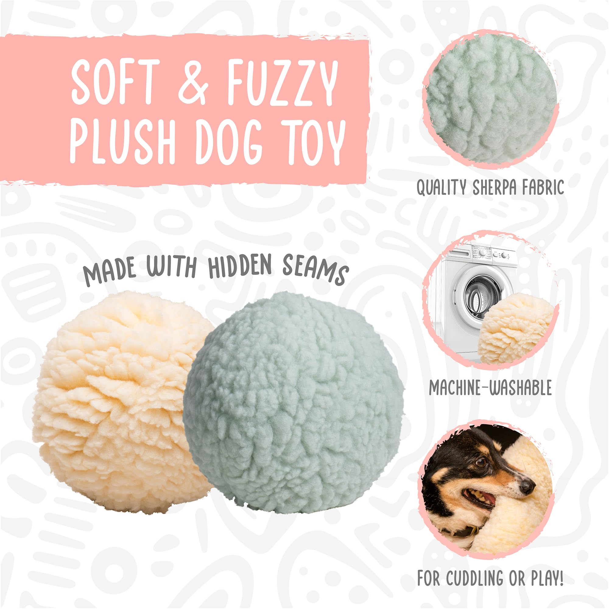 Hugglehounds Plush Ball Dog Toy - Dog Fuzzy Toy, Plush With Soft Fleece, Durable For Small And Large Breeds - 8'' Seafoam Huggle