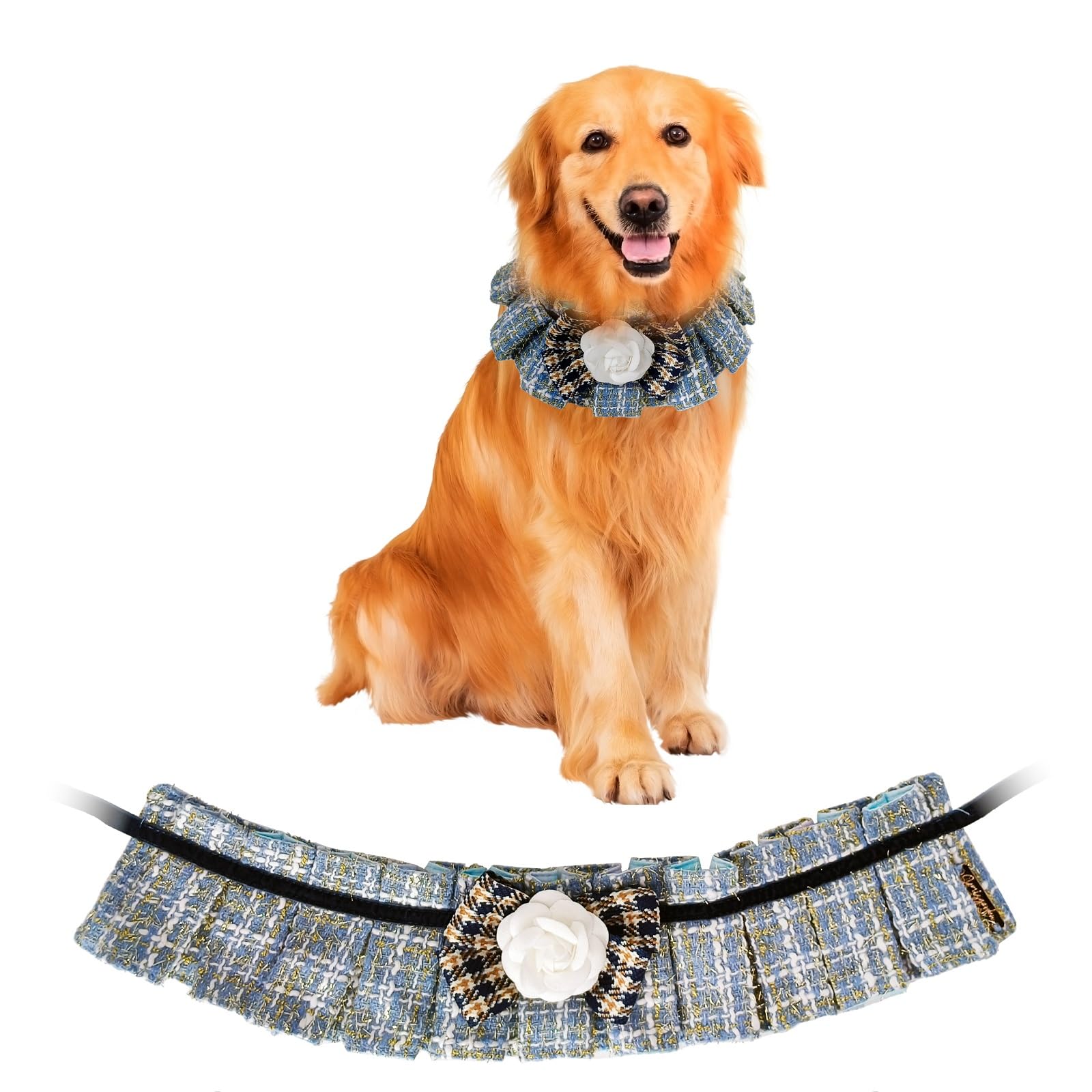 Somisgarden Tweed Ruffles Collar, Christmas Dog & Cat Bandanas, Pet Scarf For Birthday Gift, Premium Durable Fabric Holiday Cost