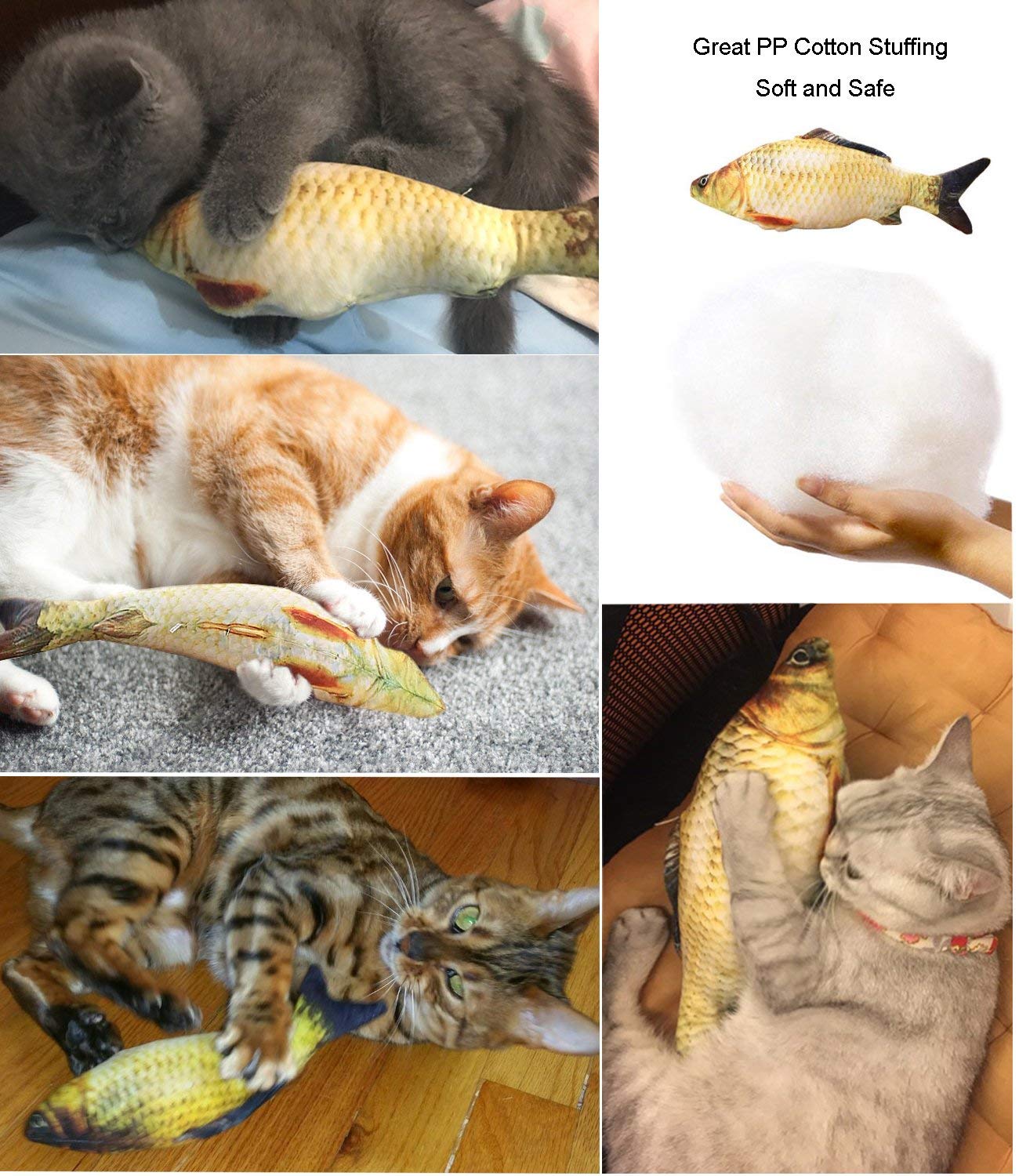 Cat Toys Set, Cat Retractable Teaser Wand, Catnip Fish, Interactive Cat Feather Toy, Mylar Crincle Balls, Two Cotton Mice, Four