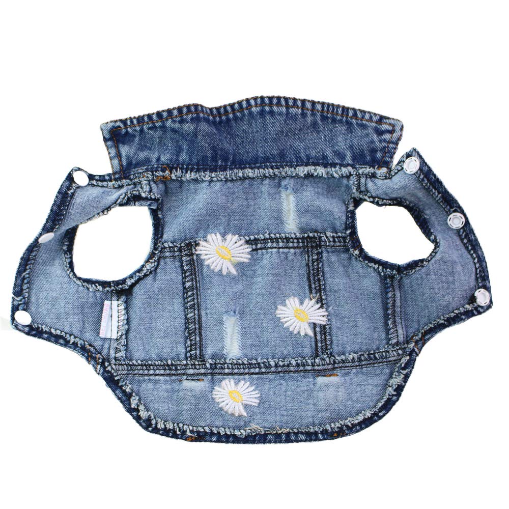 Pet Clothes Denim Dog Costume Summer Cowboy Vest Daisy Shirt Jeans Jacket Puppy Clothing For Chihuahua Yorkies Xs