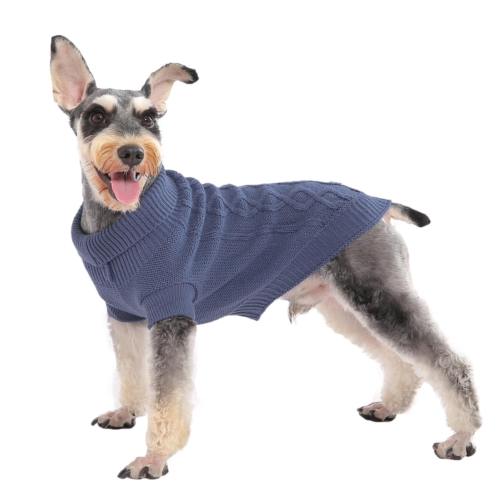 Small Dog Warm Winter Sweater Mengmengda Pet Dog Clothes Dog Knitwear For Small To Medium Breeds Dog Outfits (Dark Blue M)