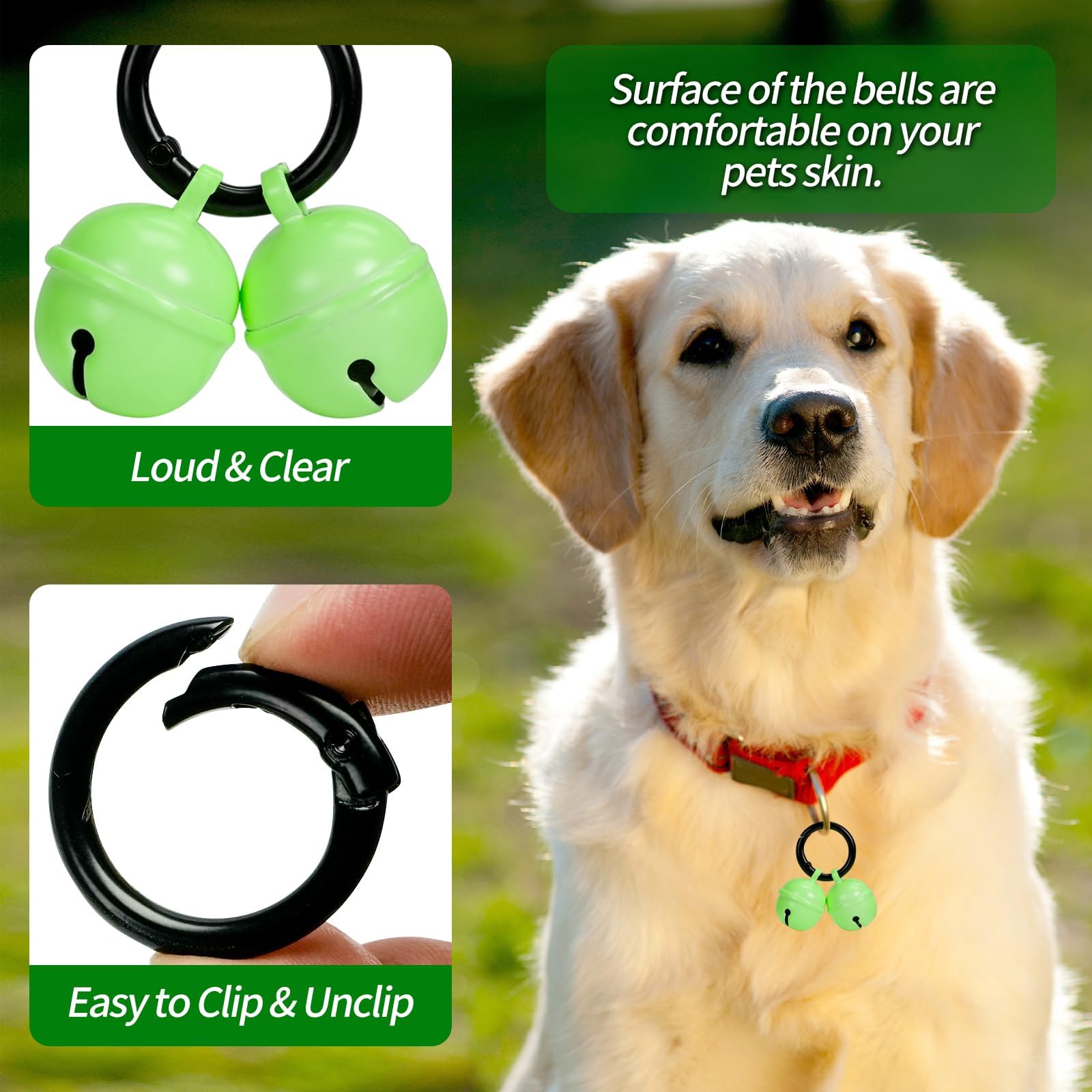 Bells For Dog Collar, Extra Loud Dog Cat Glow Bell For Pet Tracking & Saving Wildlife, Birds, Durable Copper Bells (Glow, Small-