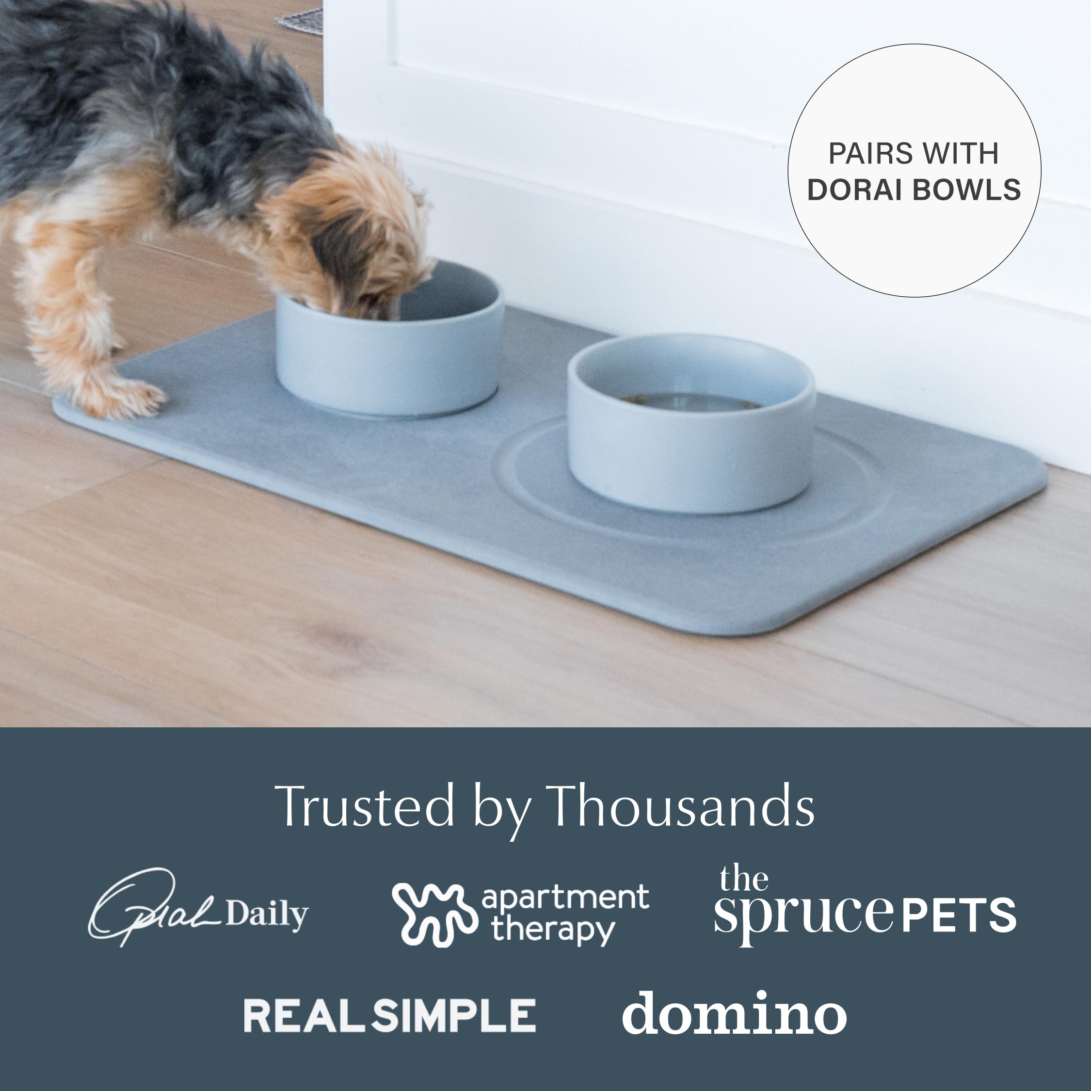 Dorai Home Stone Drying Mat For Dog Bowls - Absorbent Quick-Drying Pet Feeding Mat With Diatomaceous Earth, Non-Slip Base, And W