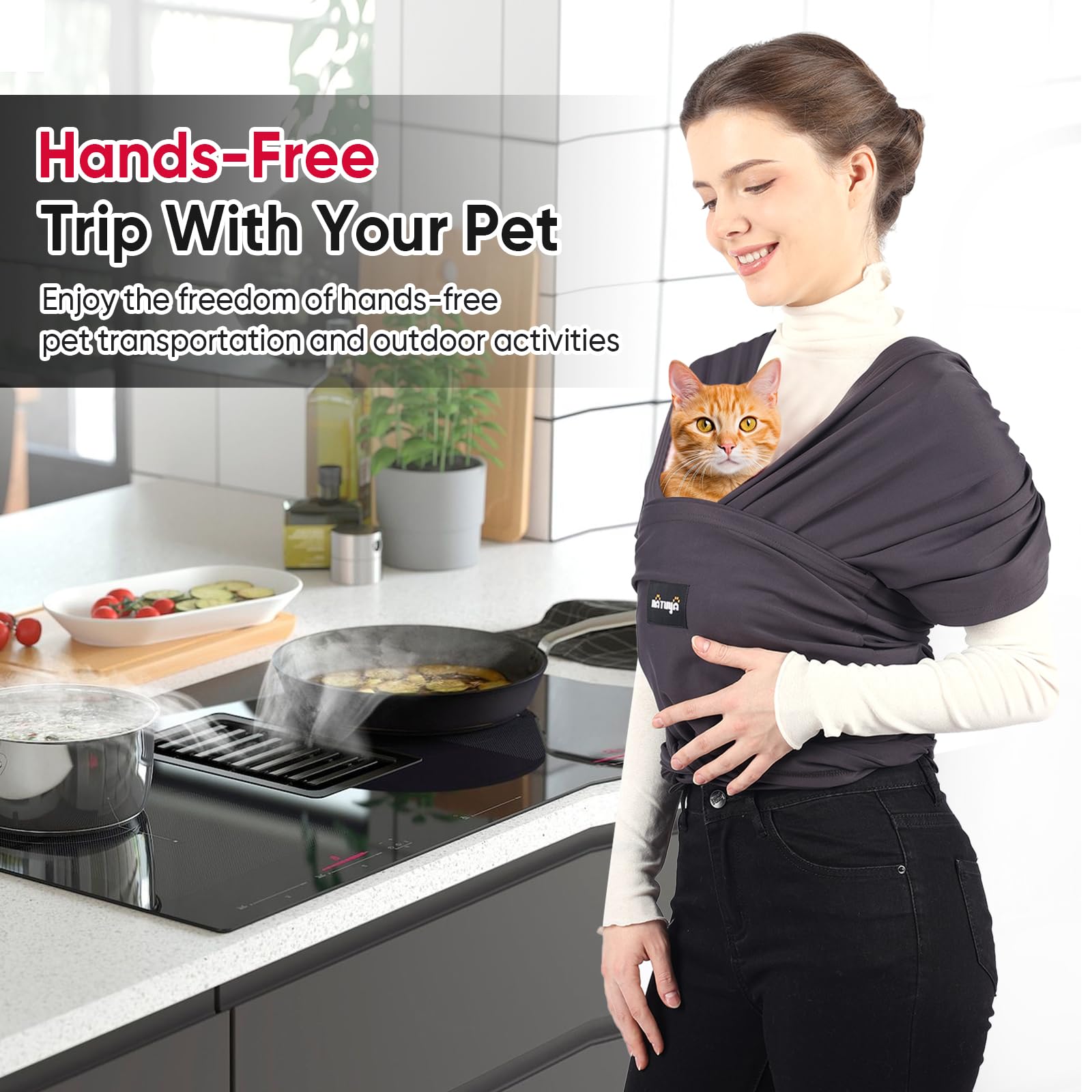 Natuya Dog Sling Carrier, Small Dog Front Carrier, Lightweight Hands Free Puppy Carrier, Anti-Anxiety Cat Sling, Size Adjustable