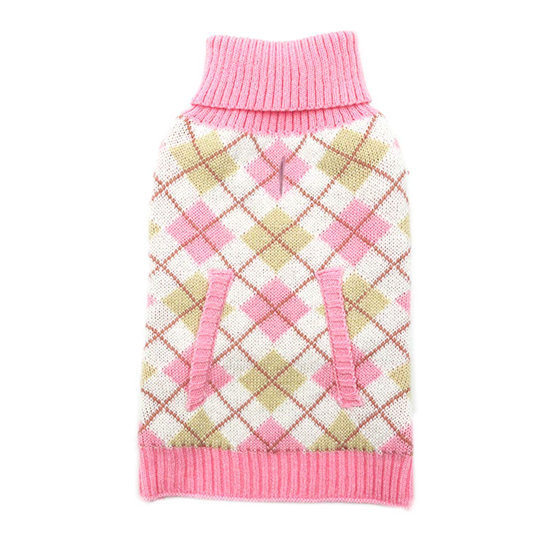 Kyeese Valentines Day Dog Sweater Pink Dog Sweaters Valentines Day Thicken Classic Plaid Knit Warm Puppy Sweater With Leash Hole For Fall Winter