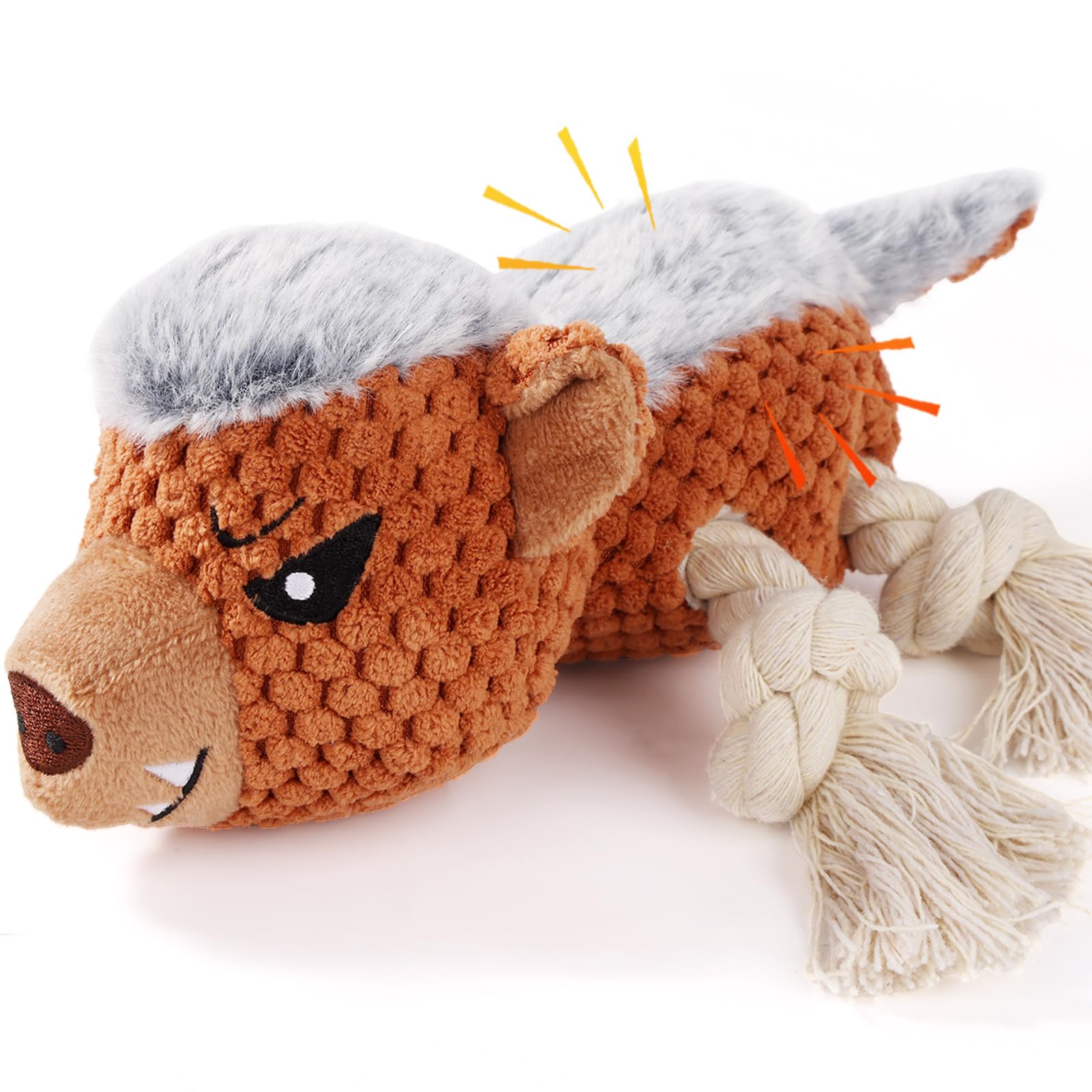 Letsmeet Dog Toys - Squeaky Interactive Plush Dog Toy with Rope, Chew Toy for Large Dogs, Small Dogs & Puppies - Tug of War Dog 