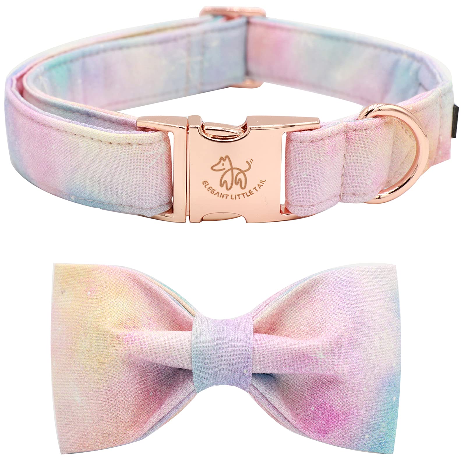 Elegant Little Tail Colorful Dog Collar, Comfortable Dog Collar With Bow Adjustable Soft Bow Tie Dog Collars For X-Small Dogs An