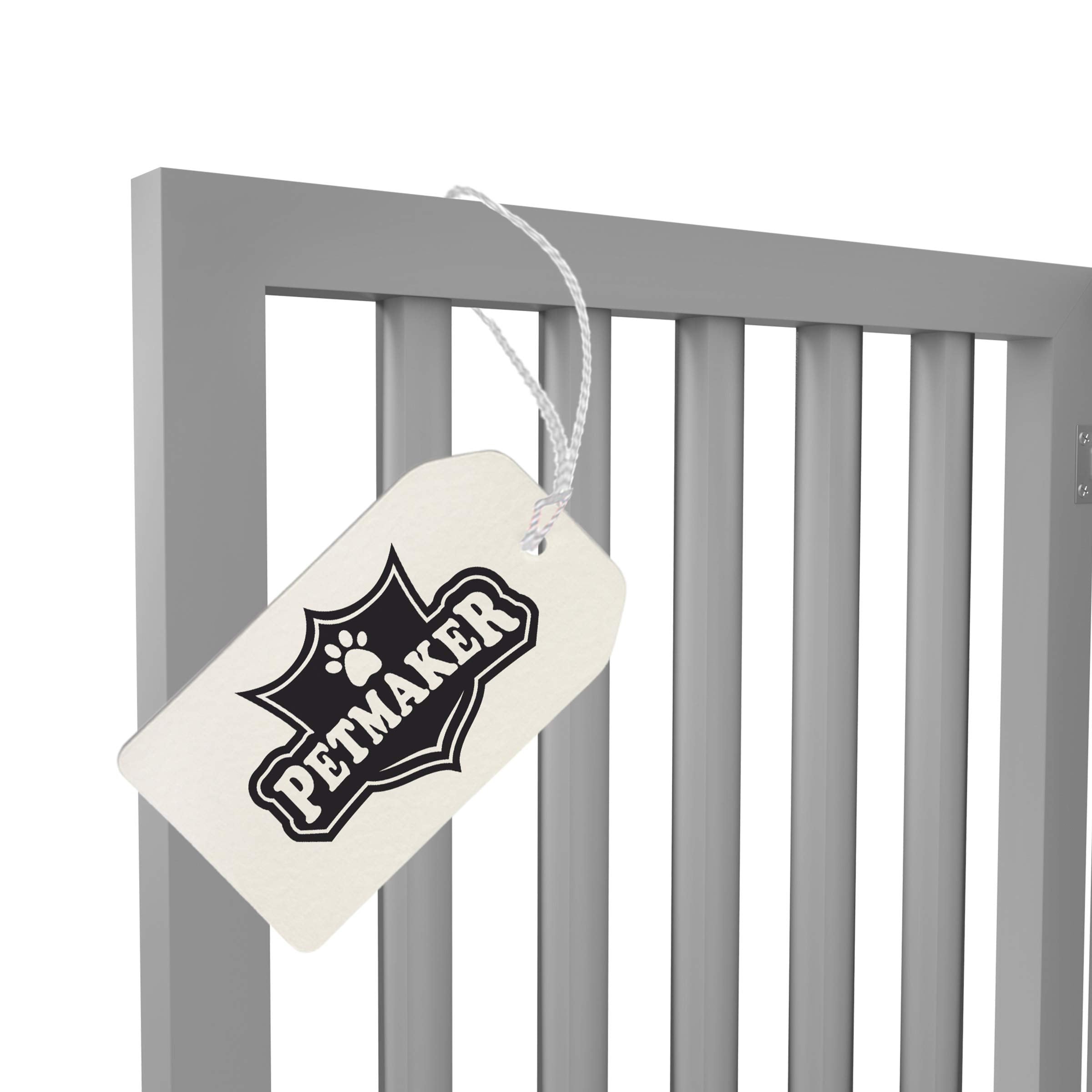 Petmaker Freestanding Pet Gate - Wooden Folding Fence For Doorways, Halls, Stairs & Home - Step Over Divider - Great For Dogs & Puppies,Gray
