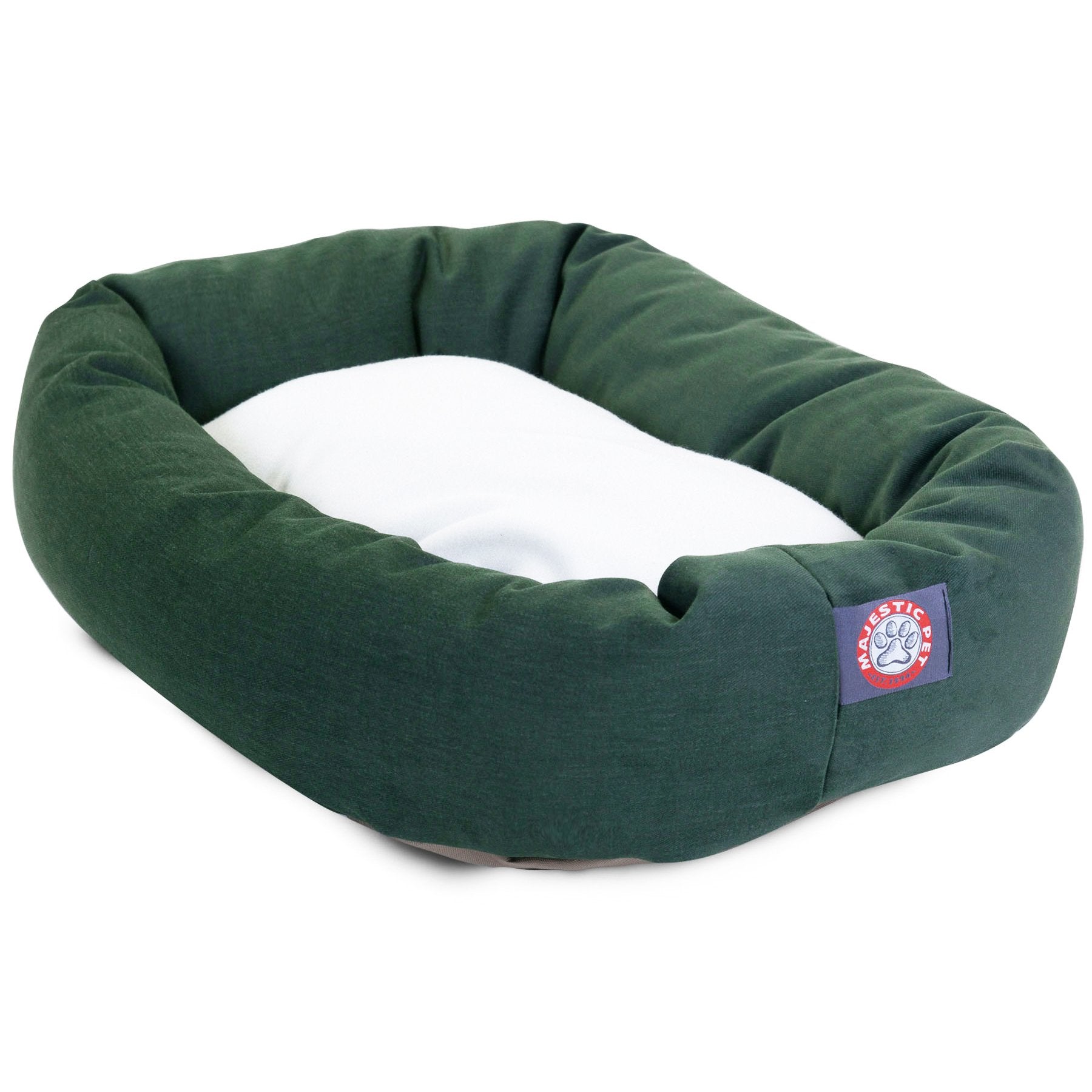 Majestic Pet 52 inch Green & Sherpa Bagel Dog Bed Products, 52.0L x 35.0W x 14.0Th
