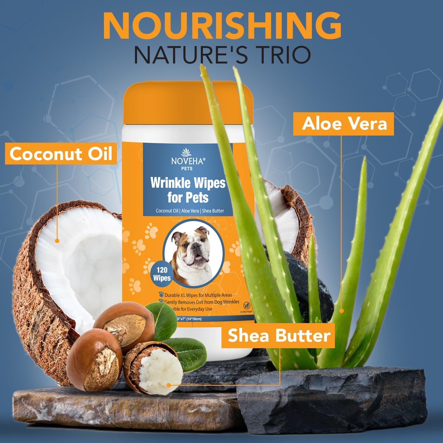 Noveha Wrinkle Xl Wipes For Dogs | Wipes For Bulldog, French Bulldog, Pug, English Bulldog - Wipes For Multiple Areas Removes Di