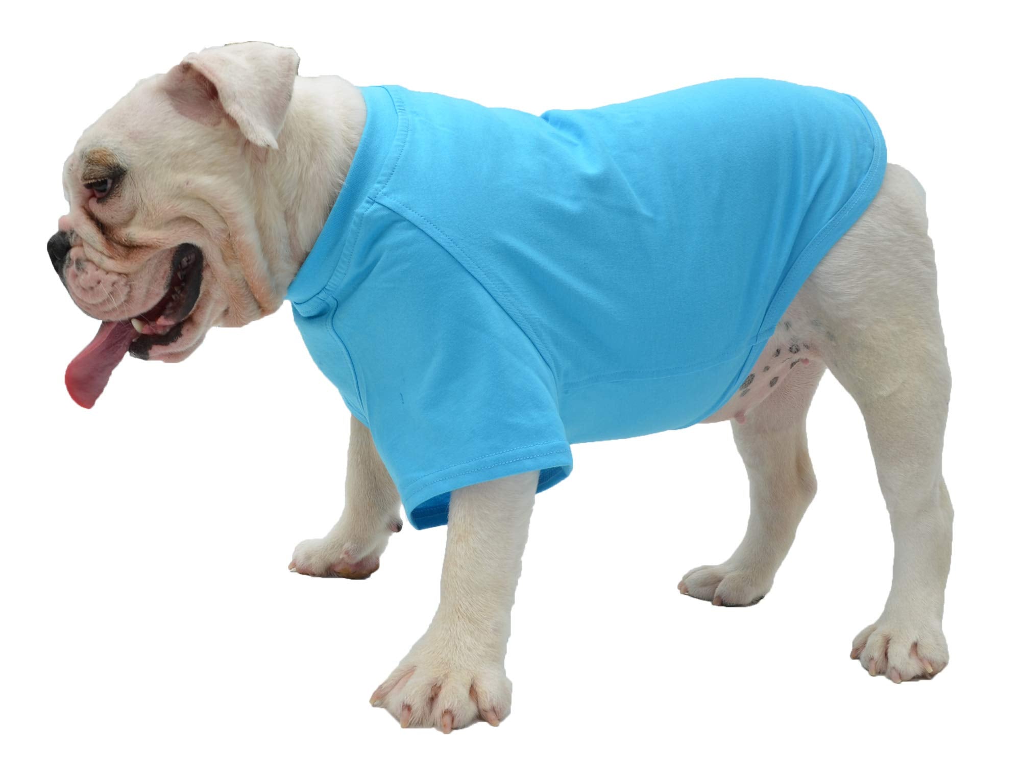 Lovelonglong Bulldog Clothes Dog Clothing Blank T-Shirt Tee Shirts For French Bulldog English Bulldog American Pit Bull Pugs 100% Cotton Skin Care Lake-Blue B-L