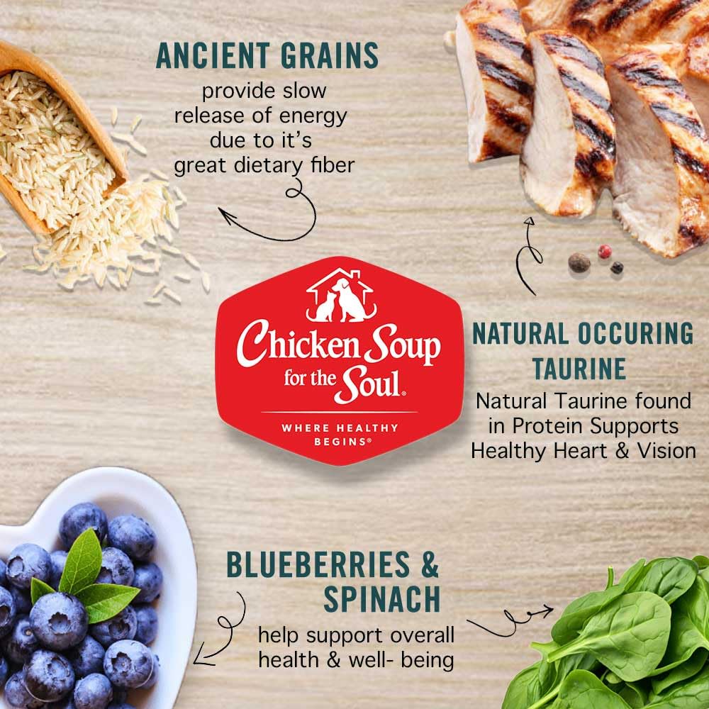 Chicken Soup for the Soul All Natural Premium Indoor w/Hairball Care Adult Dry Cat Food, Real Meat First Ingredient, No By-Produ
