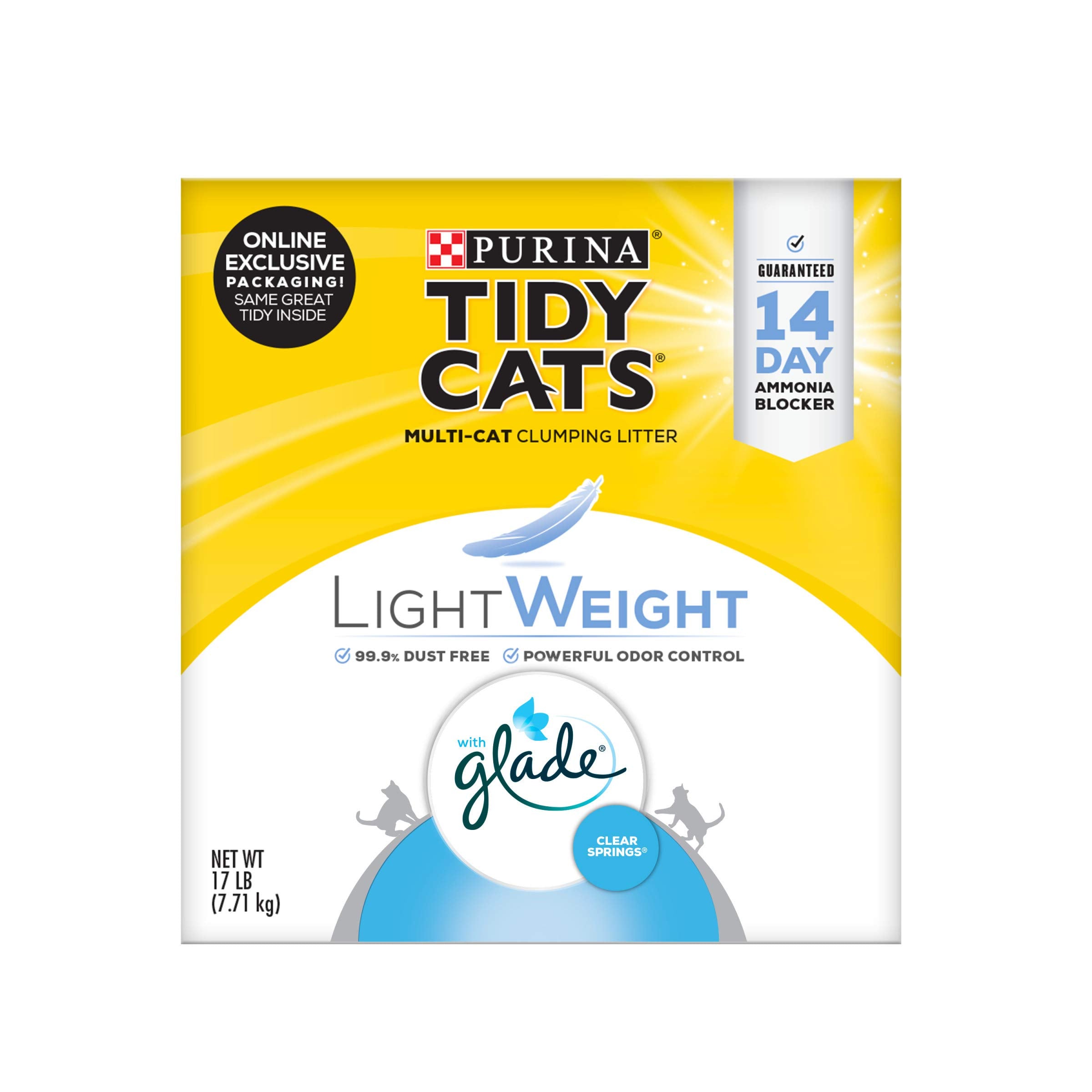 Purina Tidy Cats Low Dust, Multi Cat, Clumping Cat Litter Odor Control Formula, Lightweight Glade Clear Springs - 17 Lb. Box