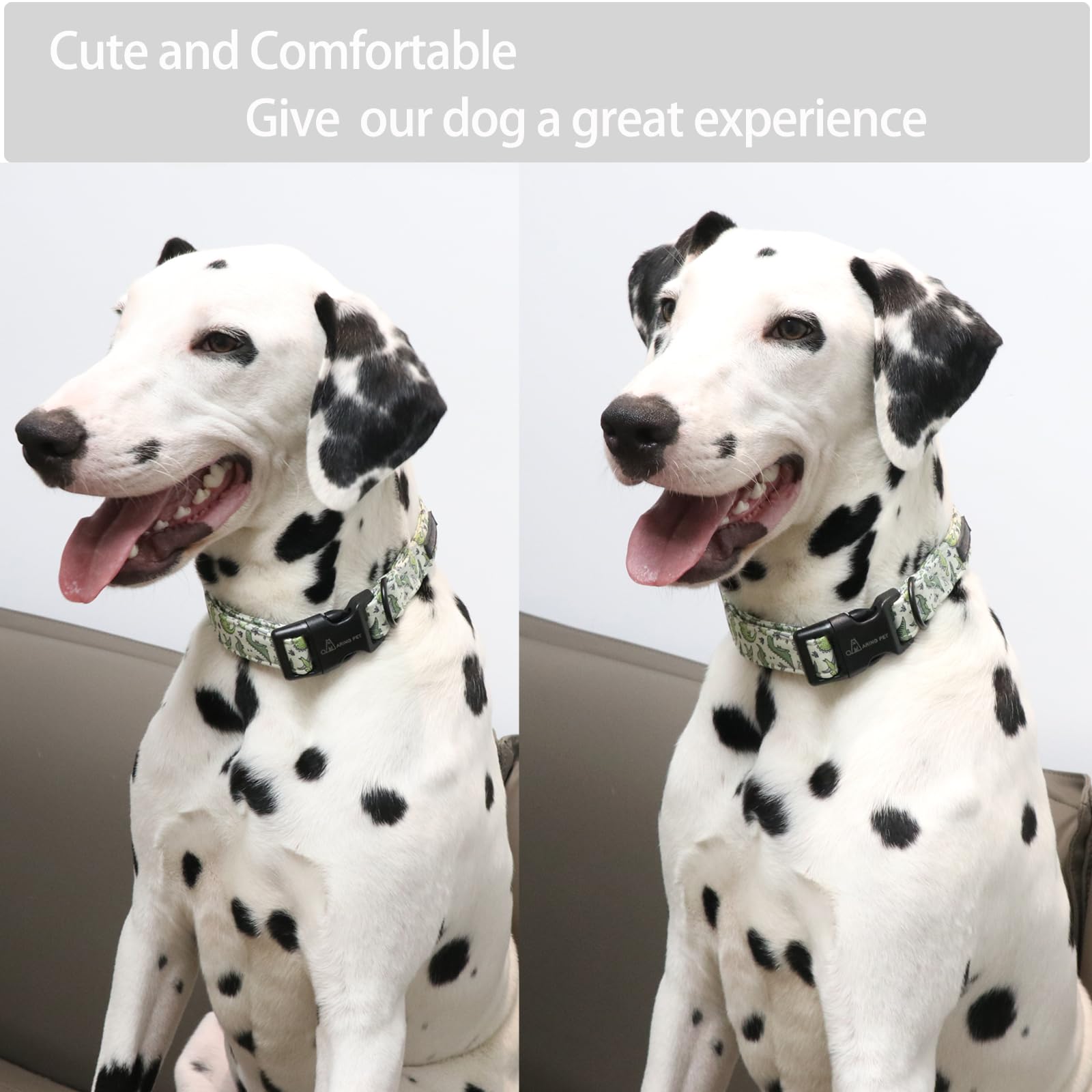 Aring Pet Dinosaur Dog Collar-Cute Dog Collar For Small Dogs, Adjustable Comfortable Cotton Boy Dog Collars For Small Medium Large Dogs, Large