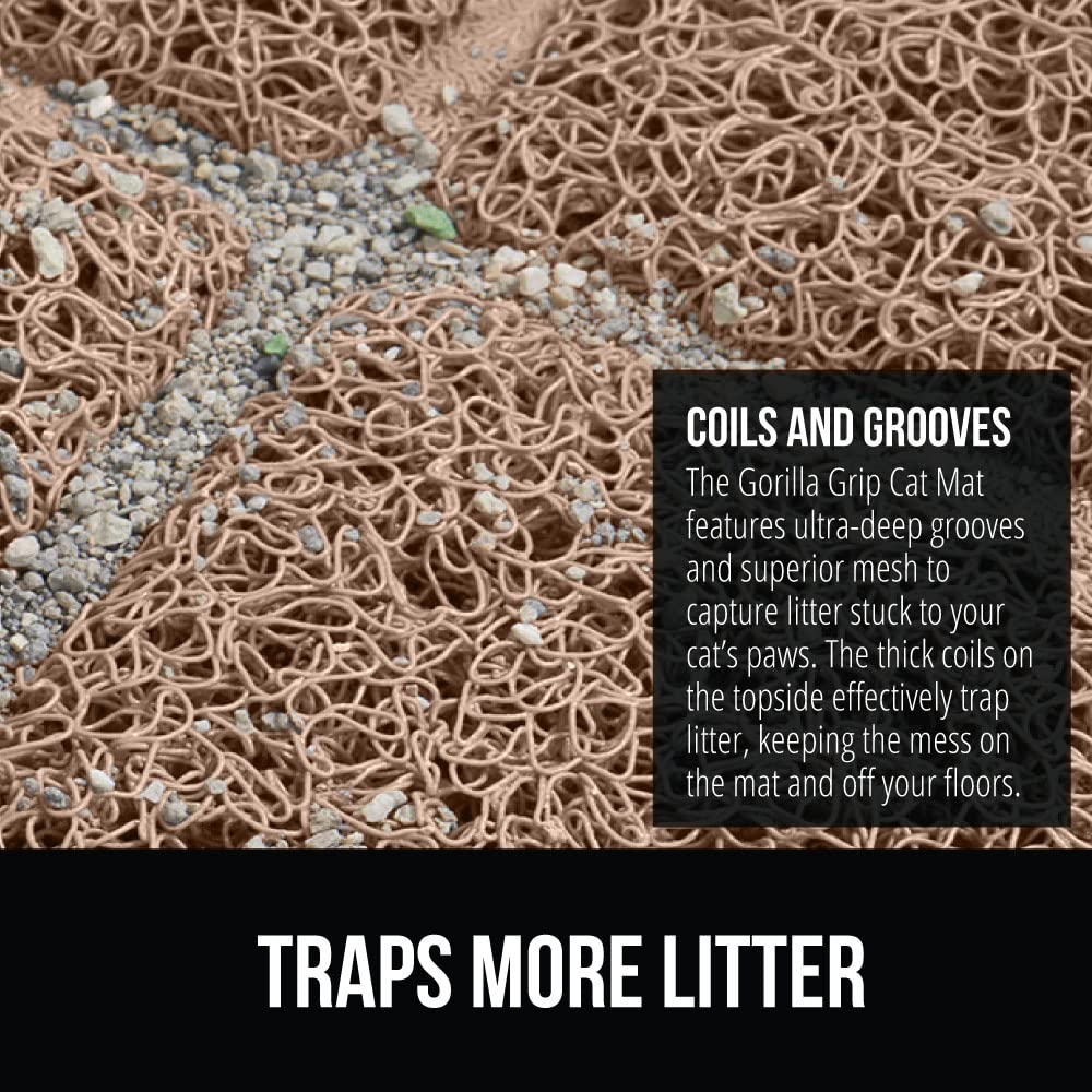 Gorilla Grip Thick Cat Litter Trapping Mat, 47X35, Less Waste, Traps Mess From Box For Cleaner Floors, Stays In Place For Cats,