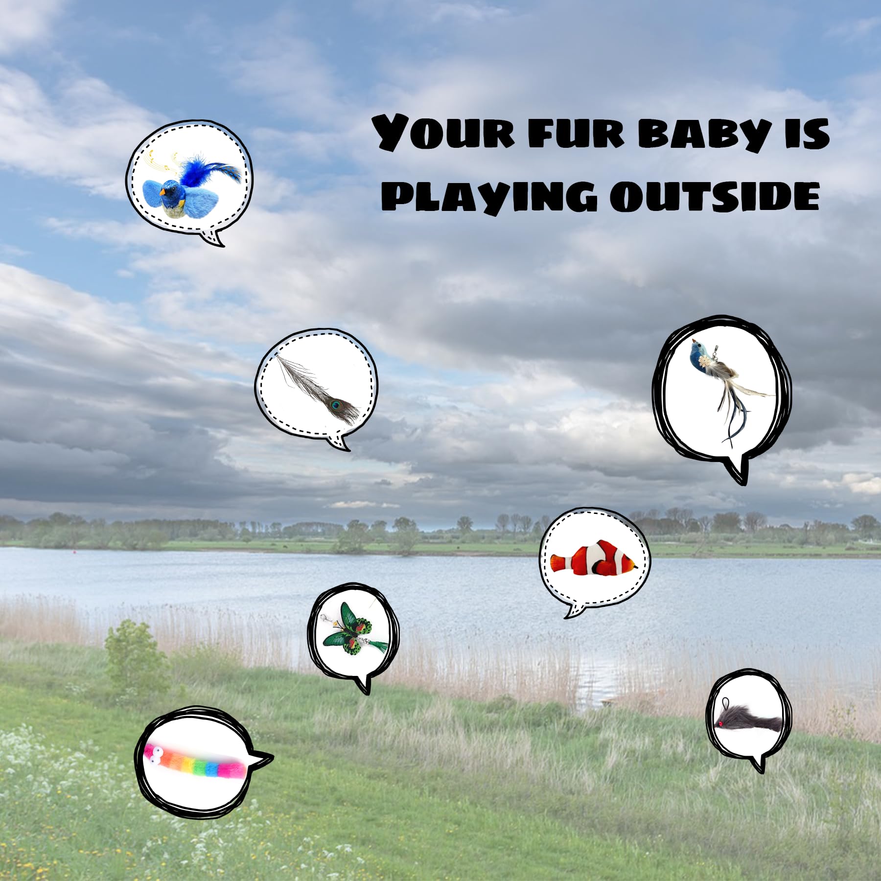 Trumoon Cat Interactive Feather Toy Replacement Set. For Interactive Toys Refills And Replacements (Feather Set)