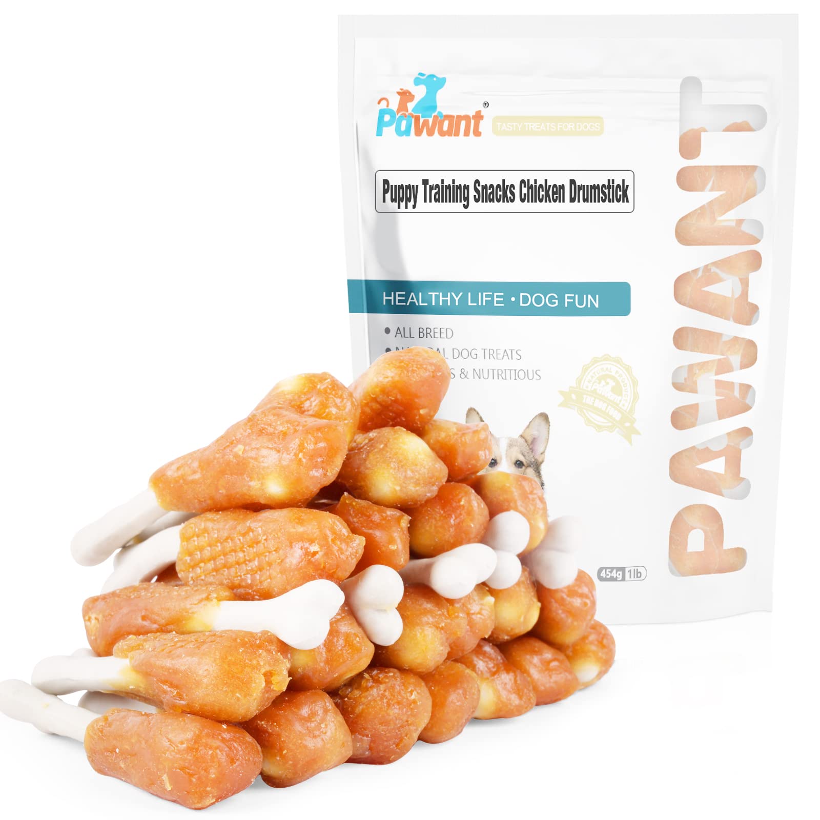 Pawant Chicken Calcium Bone Rawhide Free Dog Treats Dog Chews Puppy Training Teeth Clean Snacks 1 lb/454g