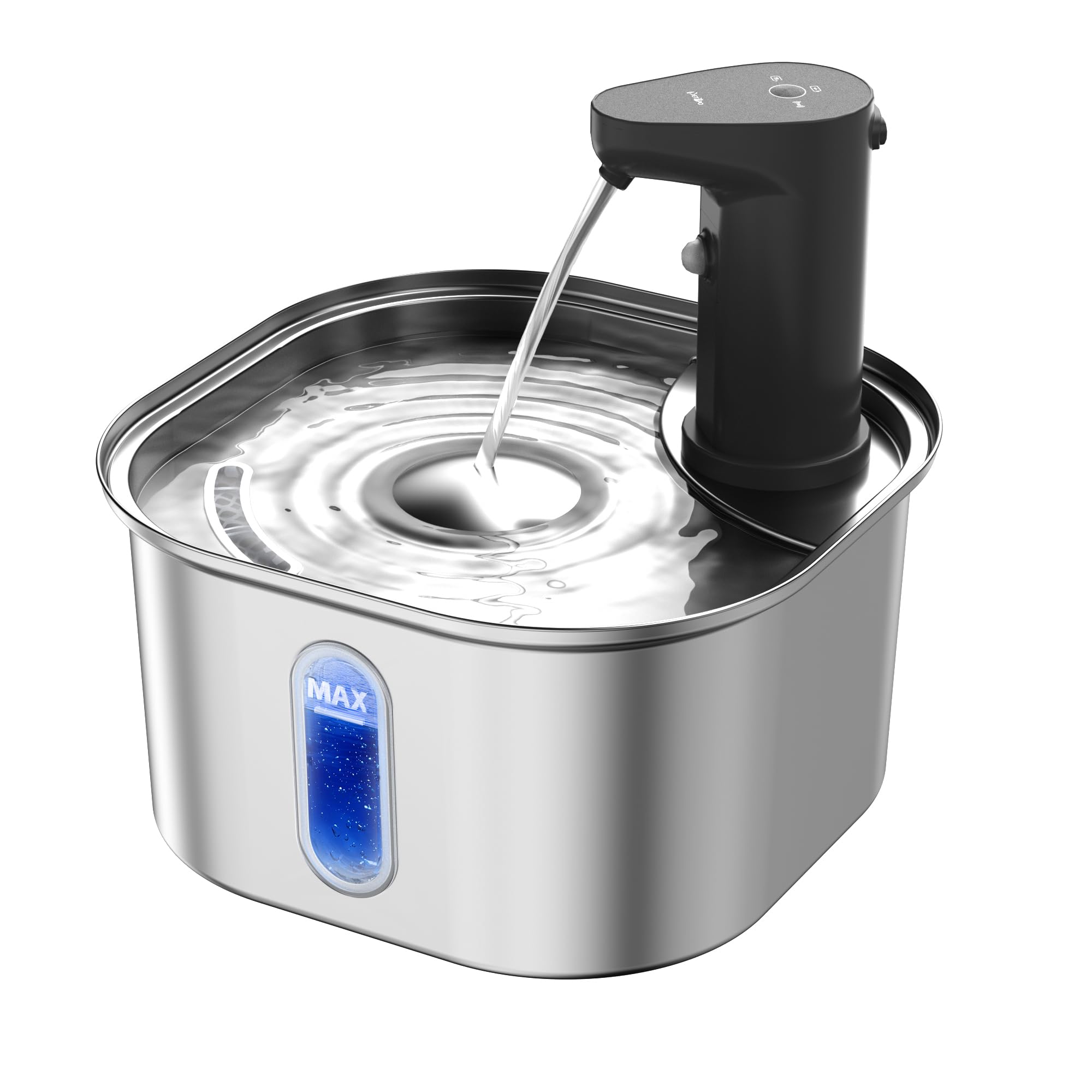 Cat Water Fountain Cordless Stainless Steel 304, 3.2L 108Oz, 6-Layer Filter, 5000Mah Rechargeable Battery Operated Cat Water Fou