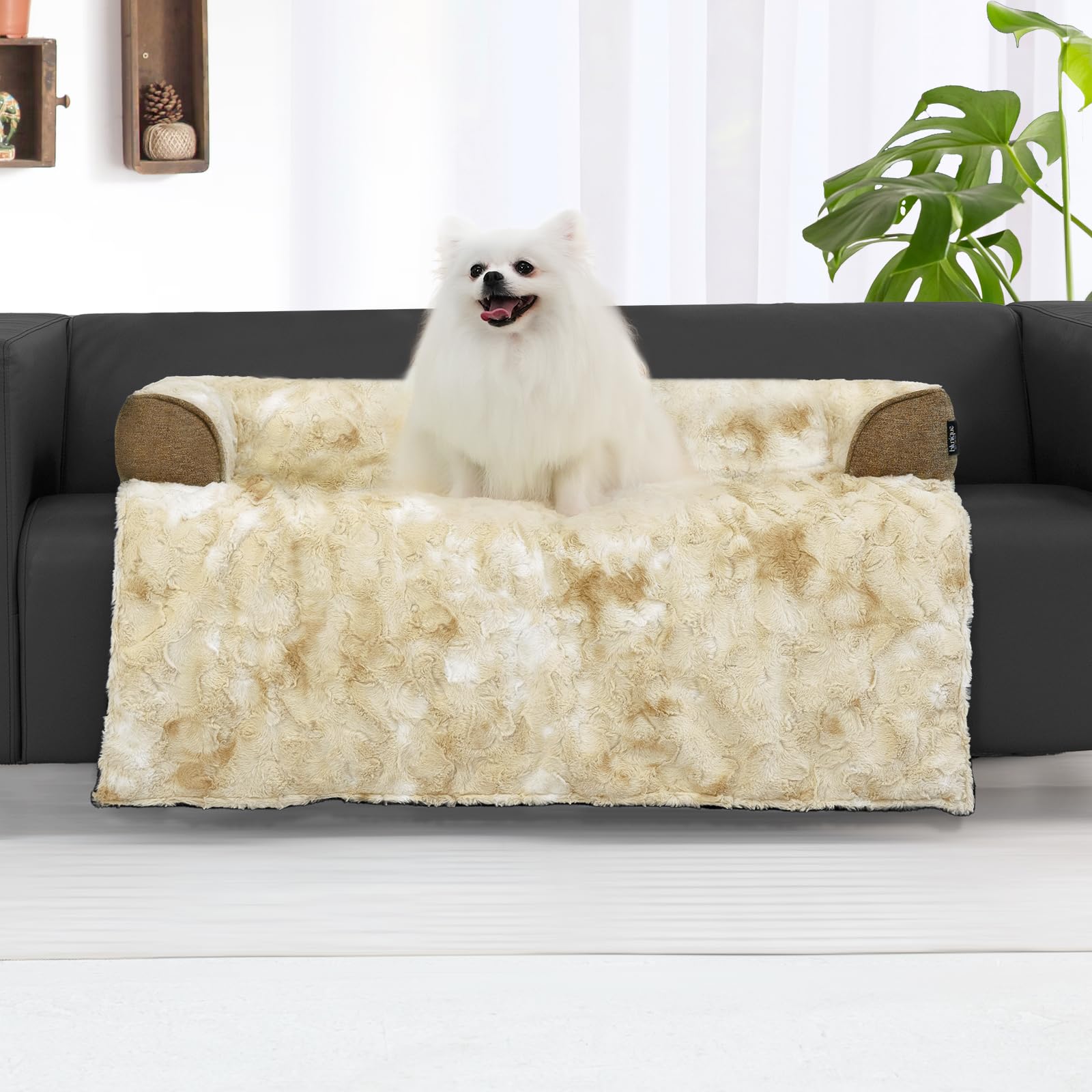 Blunique Calming Dog Couch Bed For Medium Dogs/Cats, 35 X 31 Inch Waterproof Removable Dog Mat Couch Cover For Furniture Protect