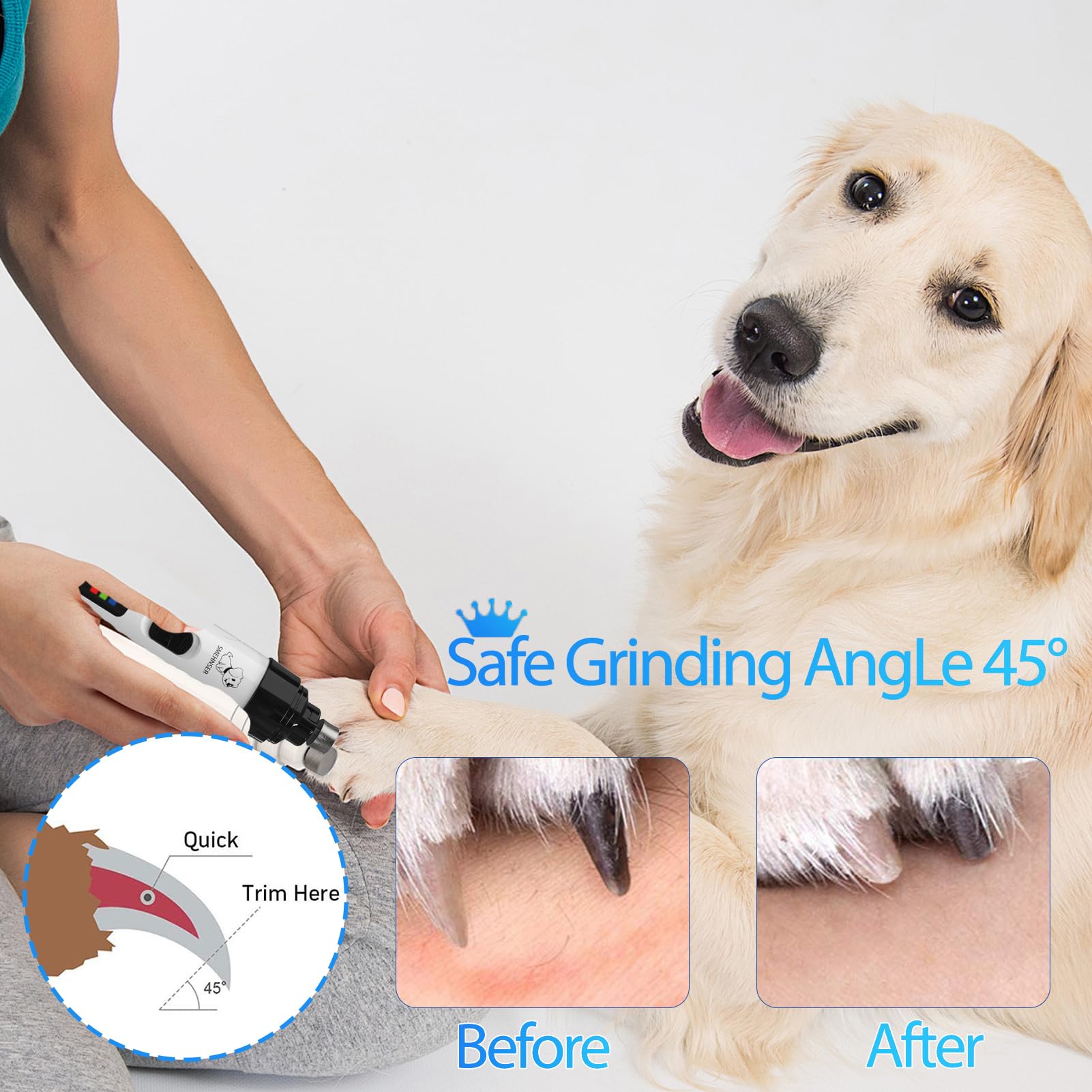 Yikuhot Silent Groom Pro Nail Grinder, 2025 New Dog Nail Trimmer, USB Rechargeable Pet Nail Grinder, Dog Nail Trimmers, Pet Paws