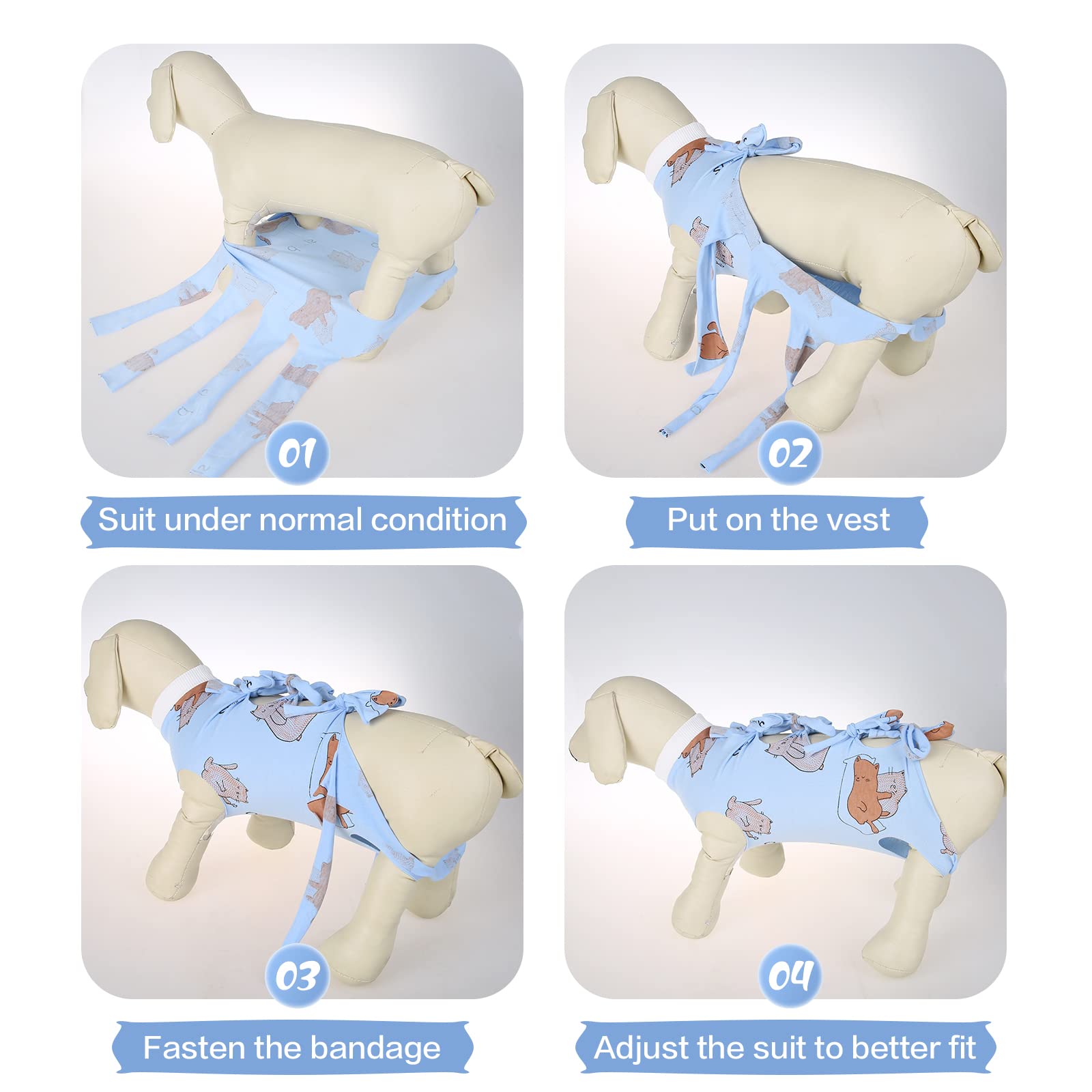 Pumyporeity Cat Recovery Suit After Surgery, Cat Onesie For Cats After Surgery, Cat Surgical Recovery Suit Female, Kitten Recovery Suit For Neutered/Abdominal Wound/Skin Damage/Weaning, M, Blue
