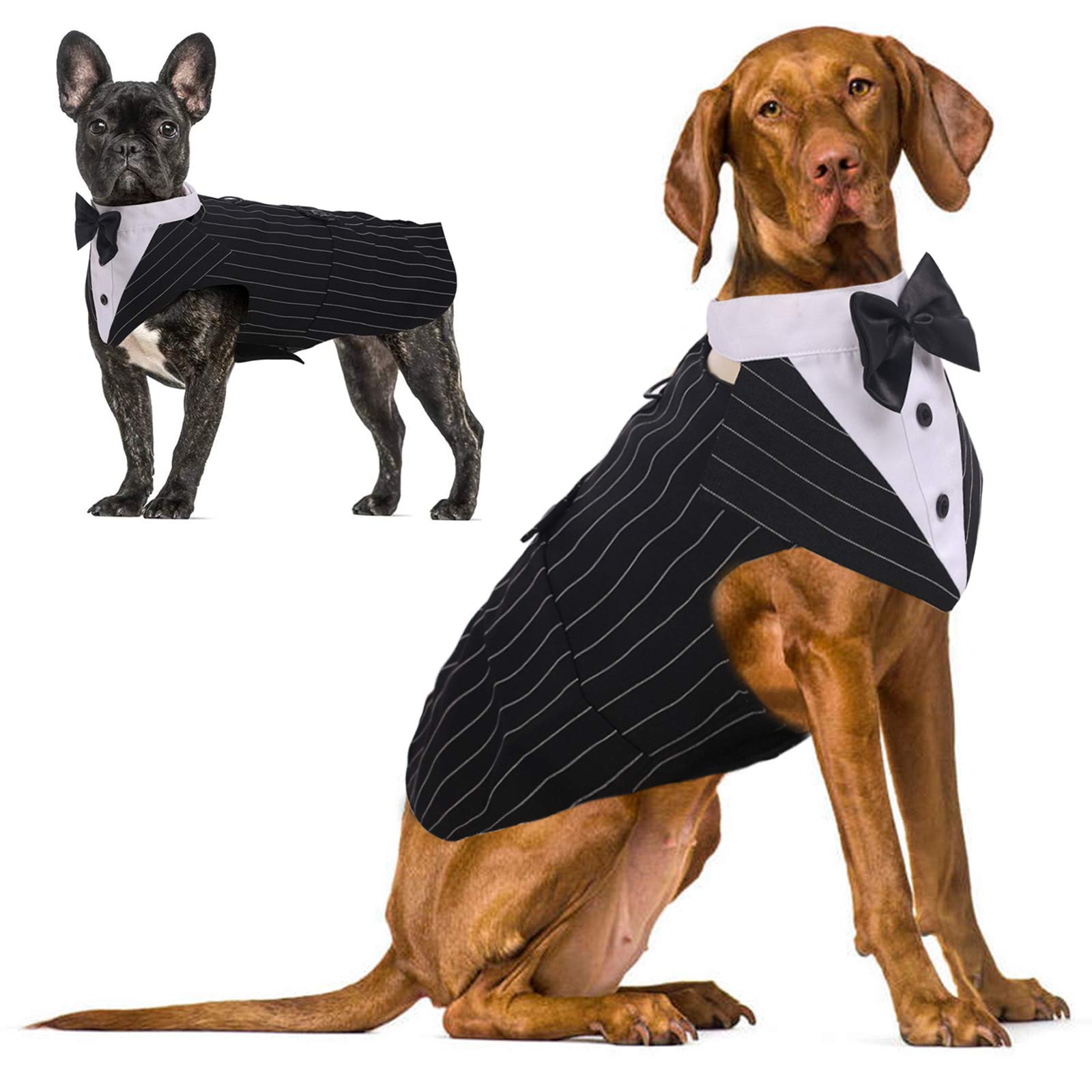 Idomik Dog Tuxedo For Small Medium Large Doggie, Detachable Dog Formal Wedding Suit With Tuxedo Vest & Bow Ties Collar & Bandana