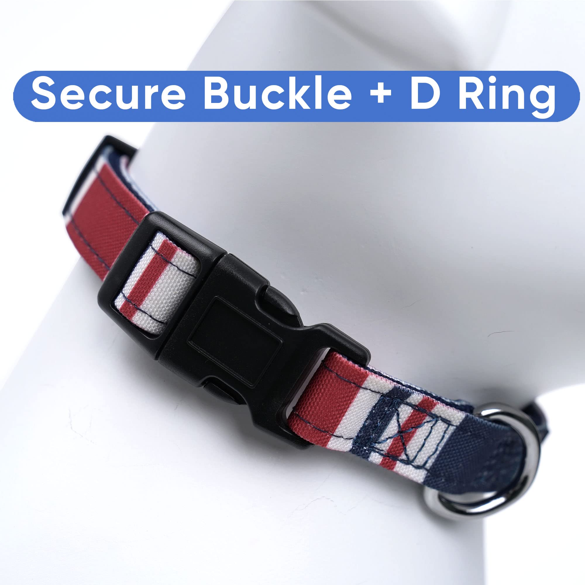 Pawtitas Pet Soft Adjustable Solid Color Nylon Puppy/Dog Collar Can Be Personalized Large Red/White/Blue