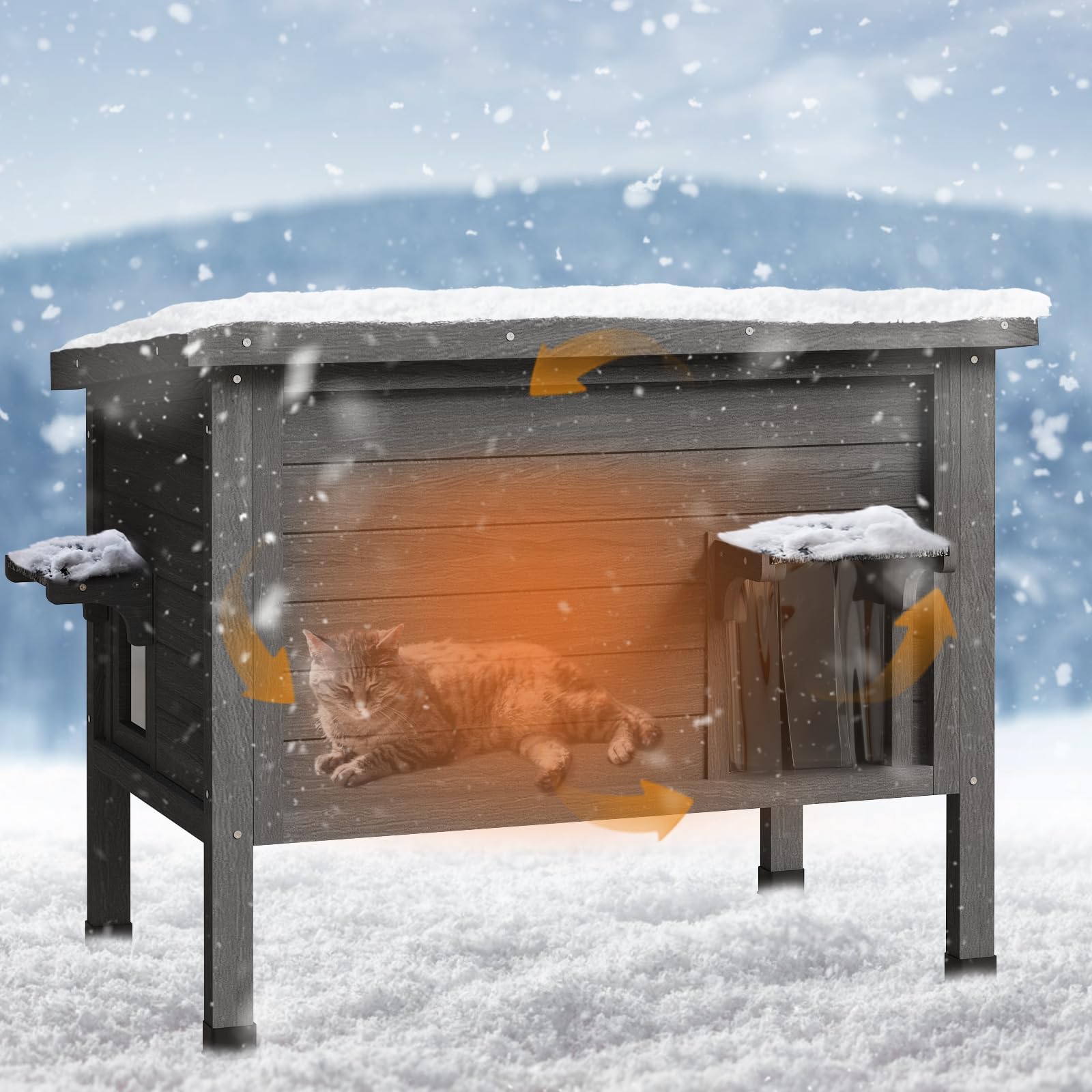 Vitesse Outdoor Cat House Feral Cat Enclosure Cat Houses For Cats Insulated With Escape Door All-Round Foam Weatherproof Winter 