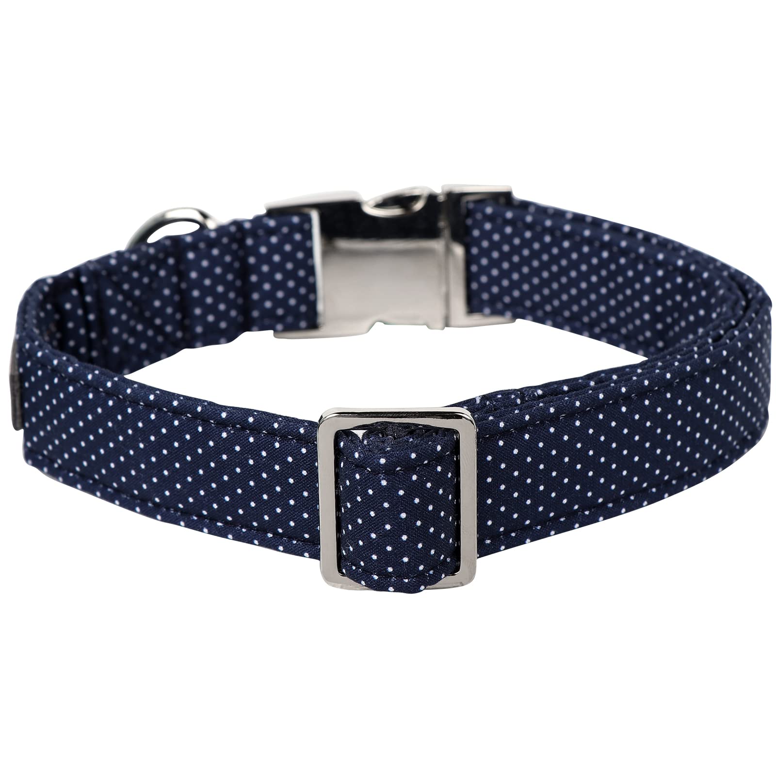 Lionet Paws Boy Dog Collar, Comfortable Adjustable Cute Navy Blue Collar With Metal Buckle For Male Puppies And Cats, Xs, Neck 8