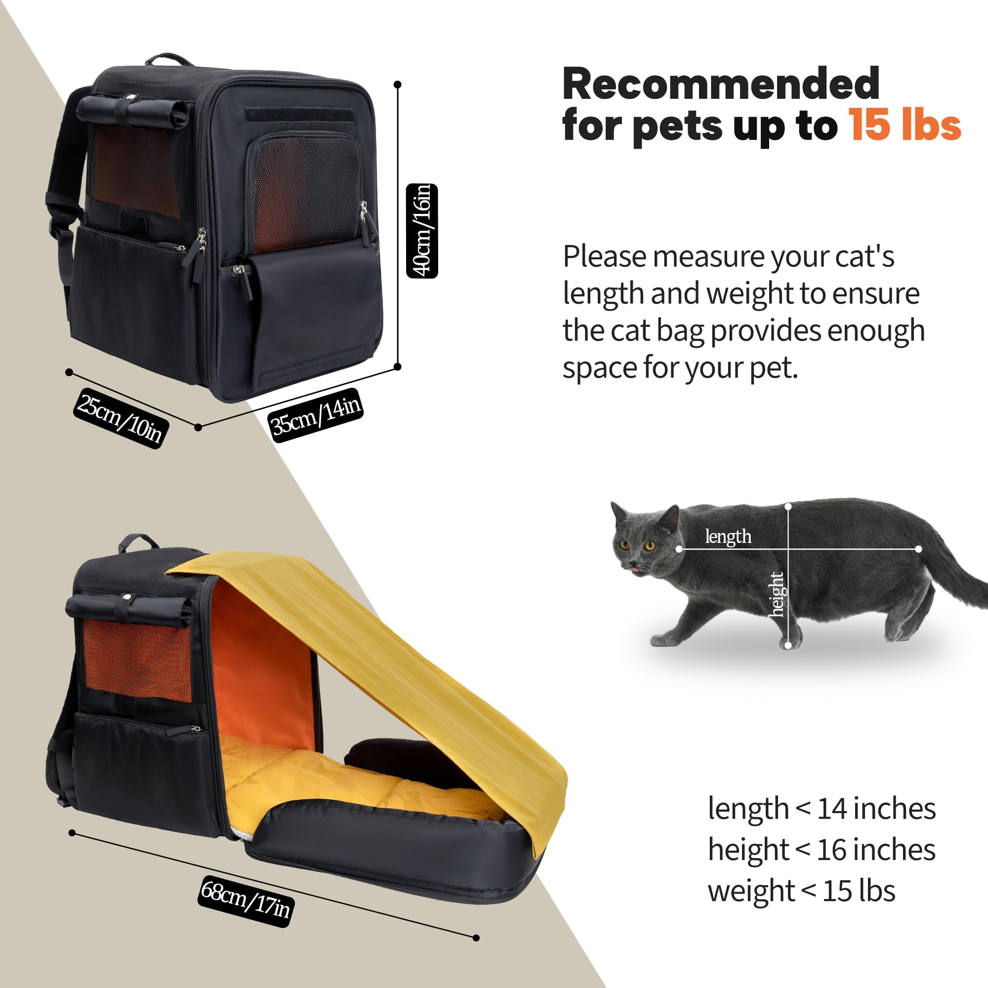 Expandable Pet Carrier Backpack For Cats And Dogs - Tsa Airline Approved, 16'X14'X10' Cat Dog Backpack Carrier With Detachabl