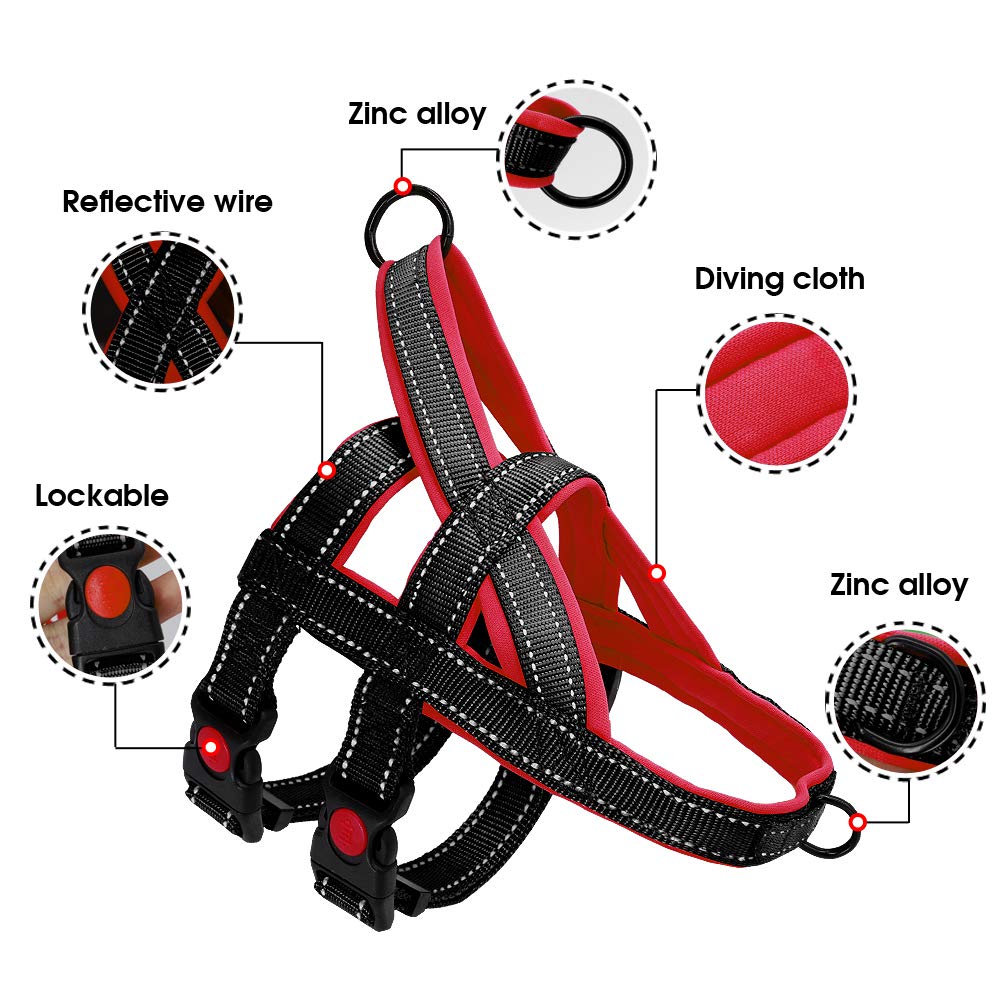 Beirui No Pull Escape Proof Dog Harness For Small Medium Large Dogs - Soft Padded Reflective Medium Dog Walking Harnesses (Black,M)