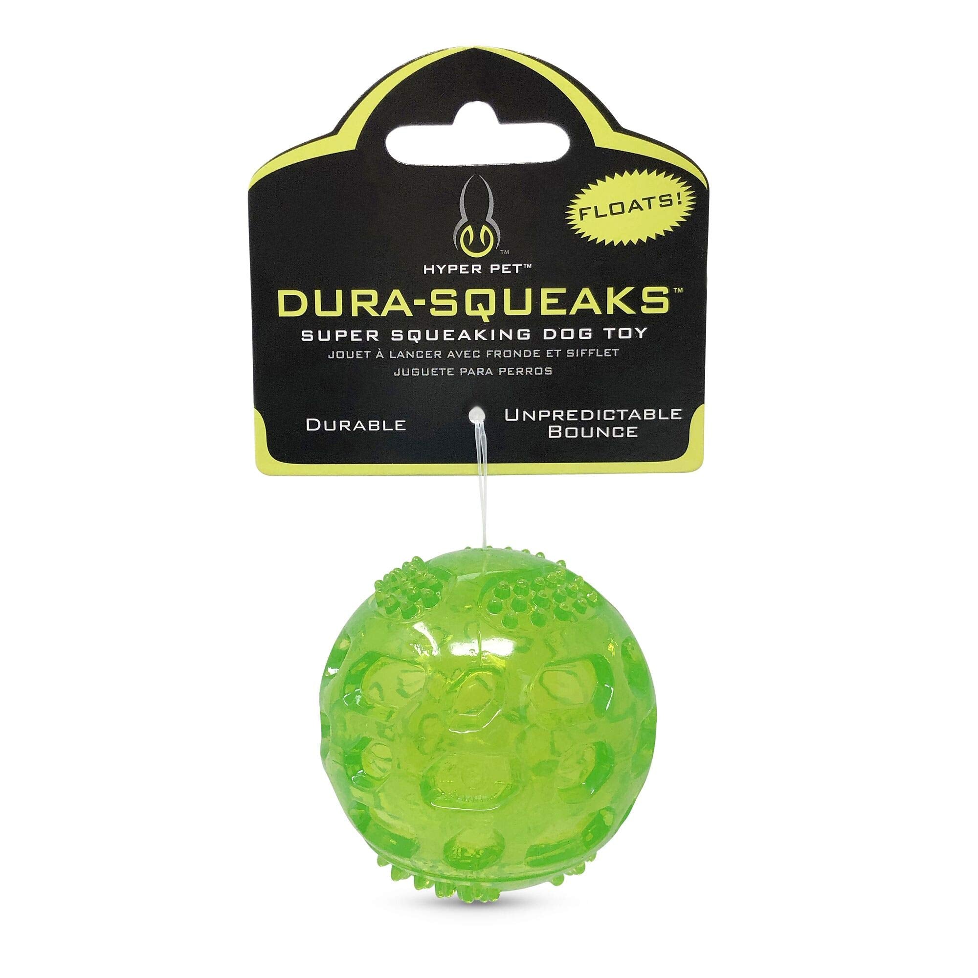 Hyper Pet Durasqueak Dog Ball Toy, Interactive Dog Toys That Float And Squeaks For Playing, Fetching And Retrieving-Great Alternative To Traditional Tennis Balls Green 2.5 Inch